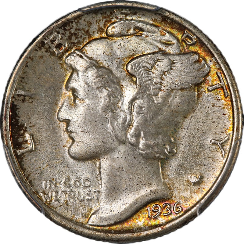 1936-P Mercury Dime PCGS MS66+ FB Silver Coin with Eye Appeal: 1936-P Mercury Dime PCGS MS66+ FB Silver Coin with Eye Appeal This stunning 1936-P Mercury Dime boasts impressive eye appeal, showcasing beautiful luster and a remarkable strike. The coin is certified