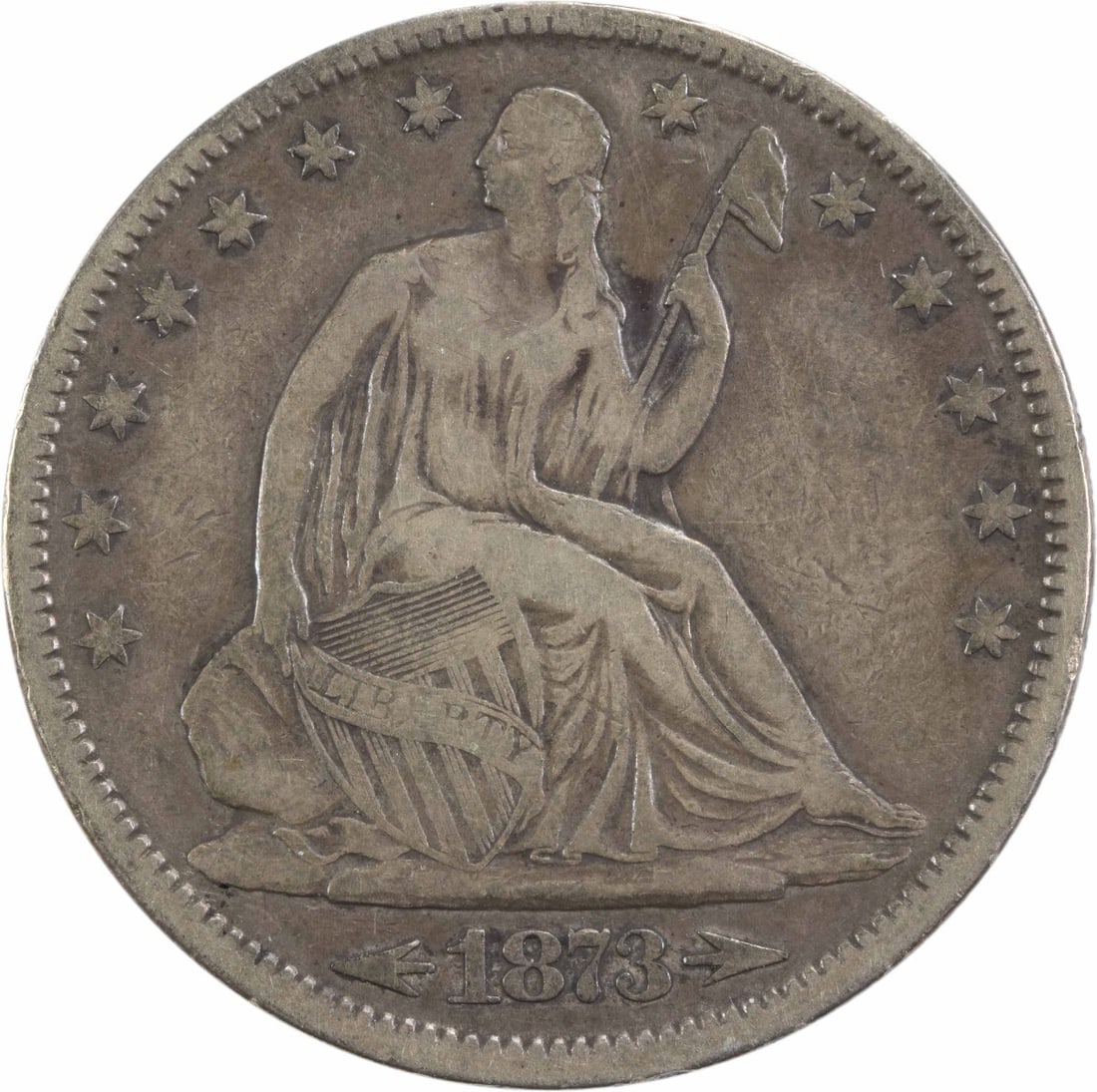1873-CC Liberty Seated Half Dollar 50C Uncertified Silver Coin (1 of 2)