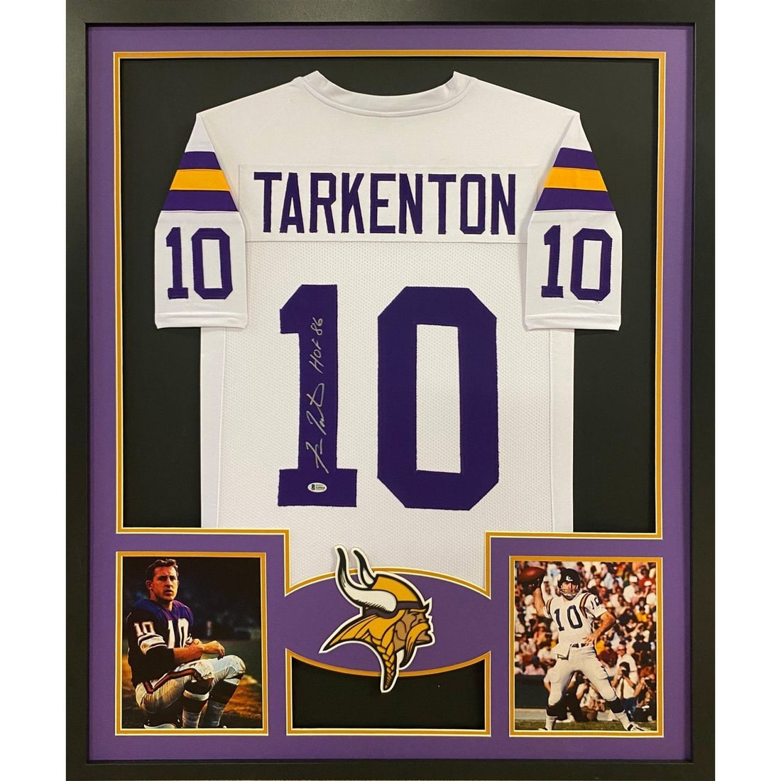 Fran Tarkenton Signed Framed Vikings Jersey Beckett Certified 42x34 (1 of 3)