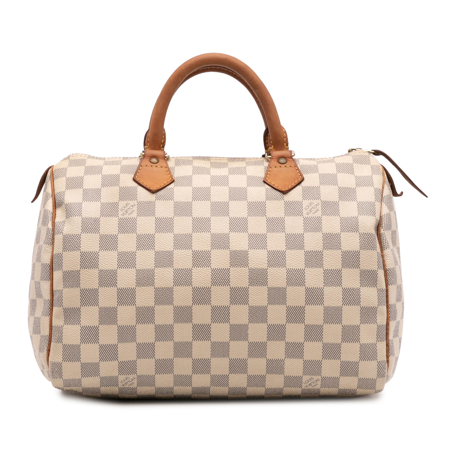 Louis Vuitton Damier Azur Speedy 30 Canvas Bag: Louis Vuitton Damier Azur Speedy 30 Canvas Bag The Louis Vuitton Damier Azur Speedy 30 is a stylish and practical handbag crafted from durable damier canvas. It features rolled leather handles and a s