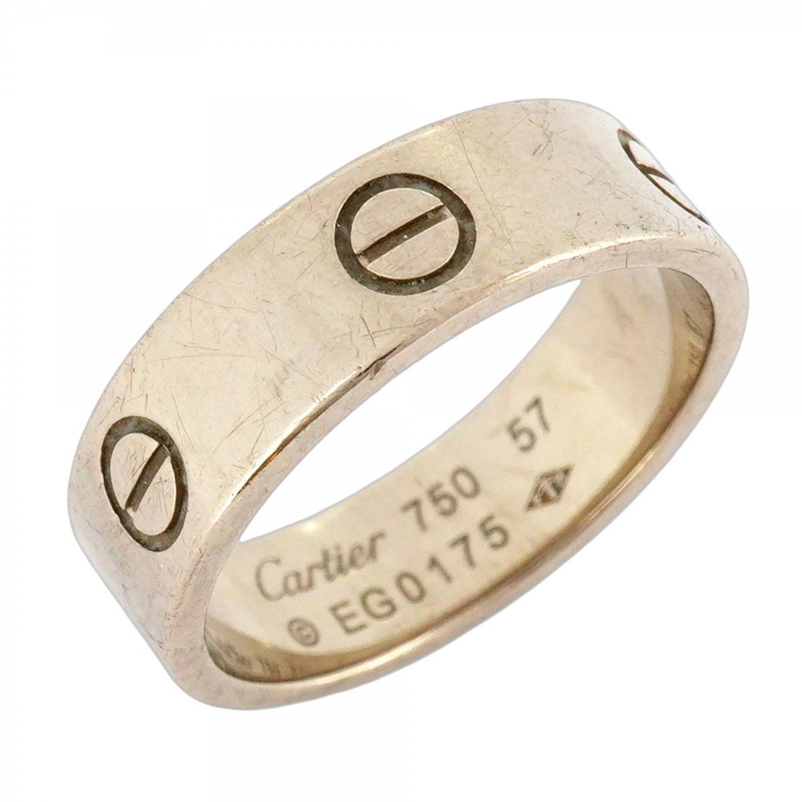 White Gold Cartier Love Bracelet 8.5 Silver Tone Made in France: White Gold Cartier Love Bracelet 8.5 Silver Tone Made in France This Cartier Love piece is crafted from white gold in a silver tone. Designed for universal wear, it features subtle traces of usage and