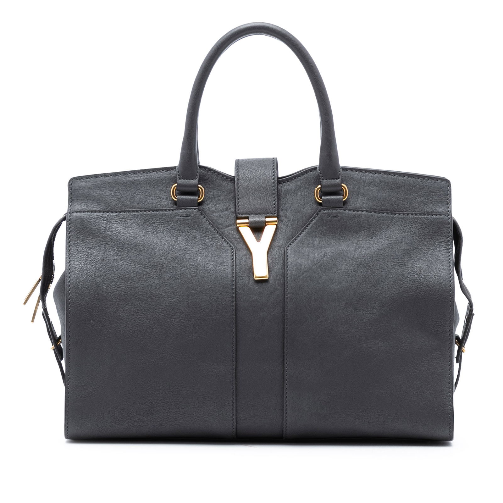Medium Cabas Chyc Leather Satchel by Saint Laurent in Gray (1 of 7)