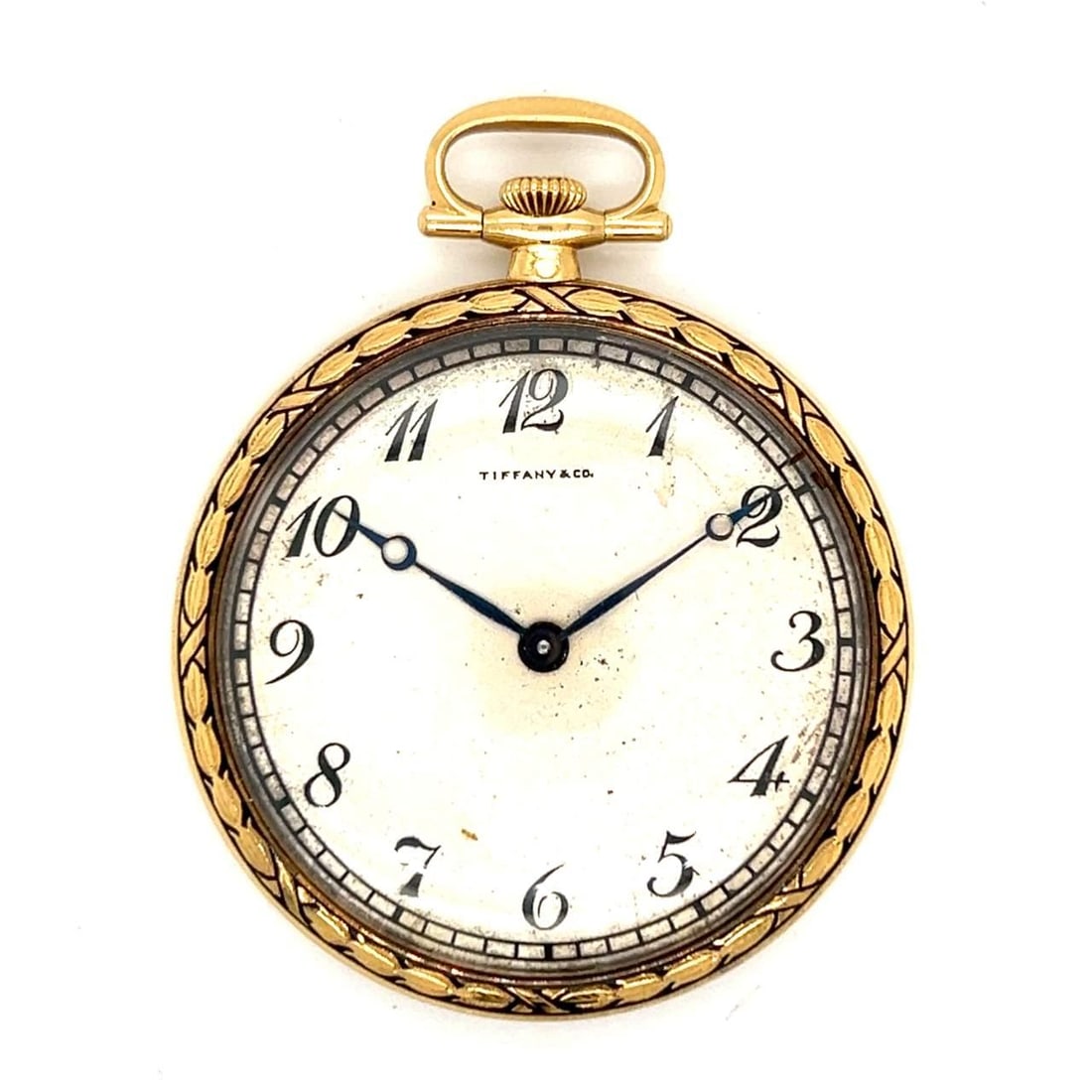Tiffany & Co. 18K Yellow Gold Pocket Watch with Box 42.4mm: Tiffany & Co. 18K Yellow Gold Pocket Watch with Box 42.4mm This exquisite Tiffany & Co. pocket watch is crafted in 18K yellow gold, showcasing a timeless elegance. Weighing 47.0 grams, the watch featu