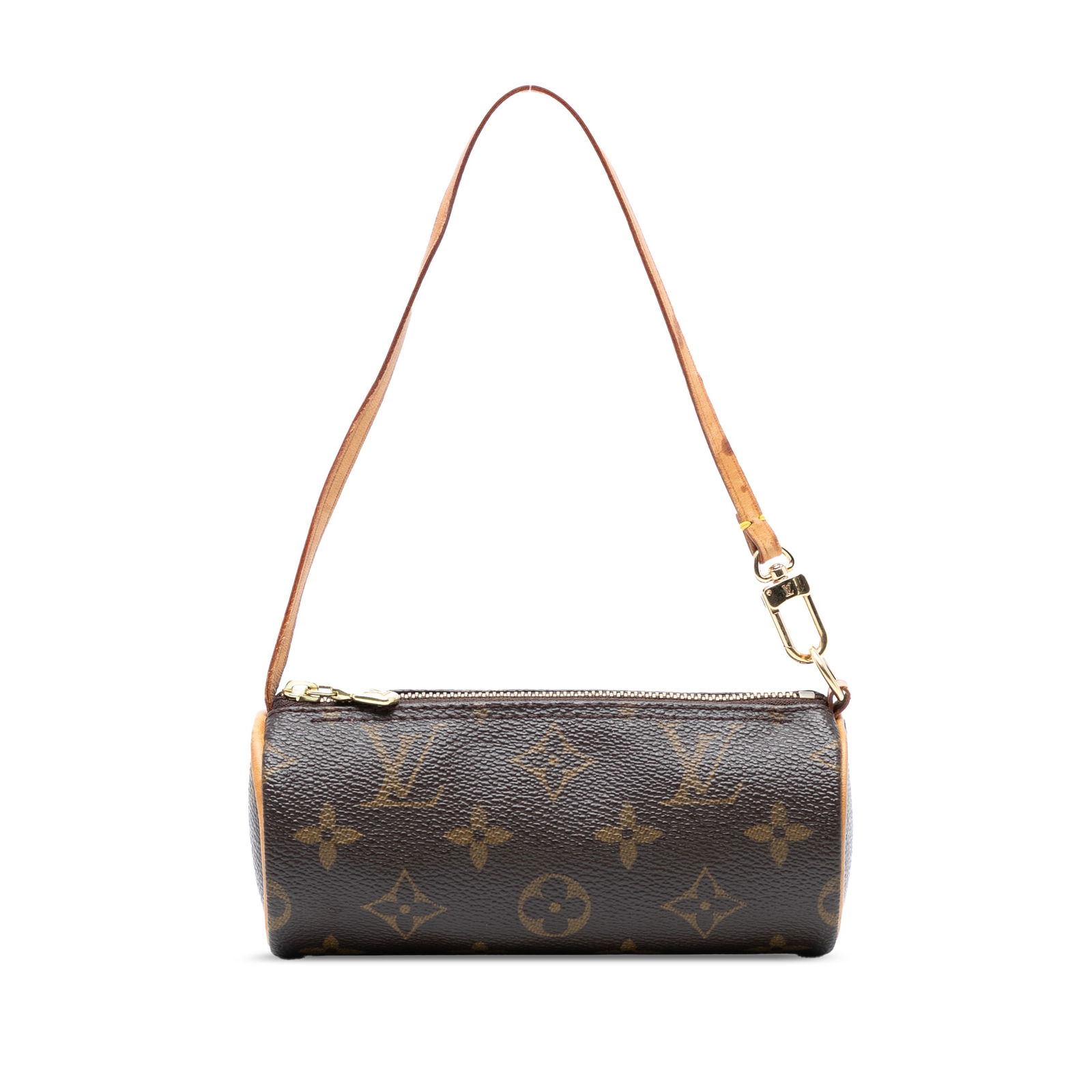 Louis Vuitton Monogram Papillon Pochette Bag with Vachetta Trim: Louis Vuitton Monogram Papillon Pochette Bag with Vachetta Trim The Louis Vuitton Monogram Papillon Pochette is a stylish bag crafted from durable monogram canvas with vachetta leather trim. This clas