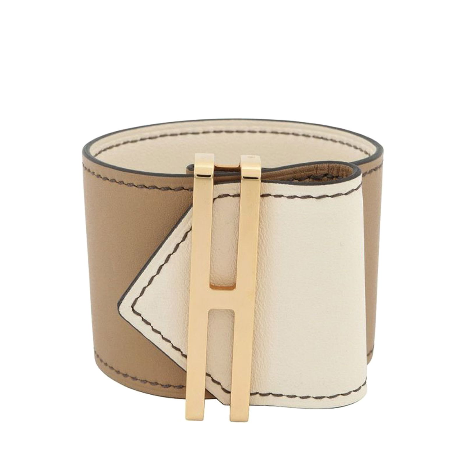 Hermes Swift Leather Elan Cuff Bracelet in Chai and Nata T2 (1 of 9)