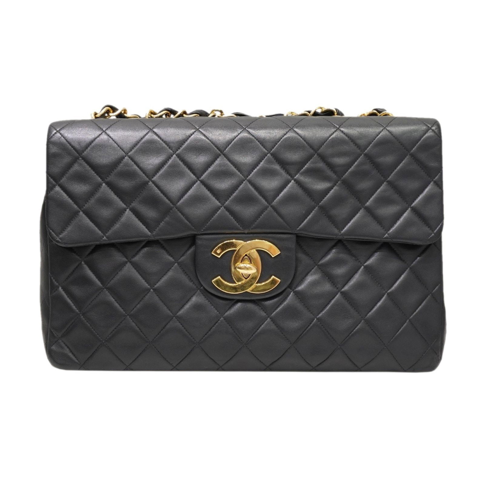 Black Leather Chanel Deca Matrasse Shoulder Bag with Gold Hardware: Black Leather Chanel Deca Matrasse Shoulder Bag with Gold Hardware This Chanel Deca Matelasse shoulder bag is crafted from black leather and features gold hardware, offering a timeless and sophisticat
