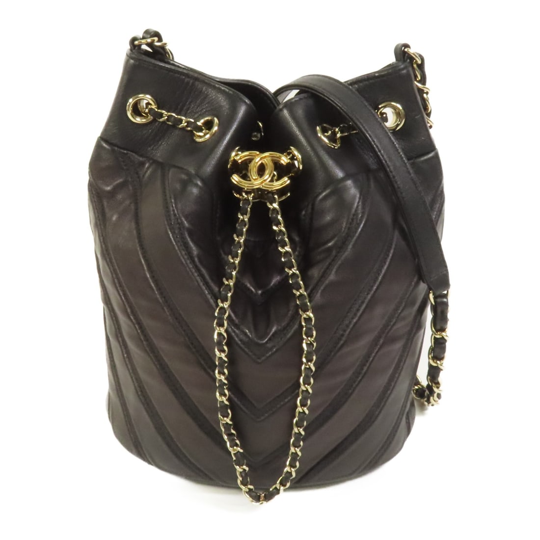 CHANEL CC GHW Black Lambskin Leather Shoulder Bag (1 of 14)