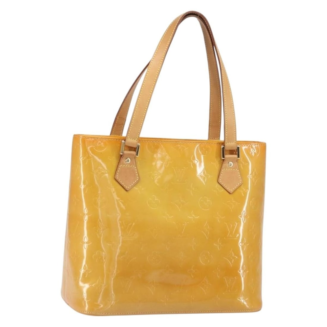 Beige Patent Leather Houston Handbag by Louis Vuitton Monogram Vernis M91004 (1 of 18)