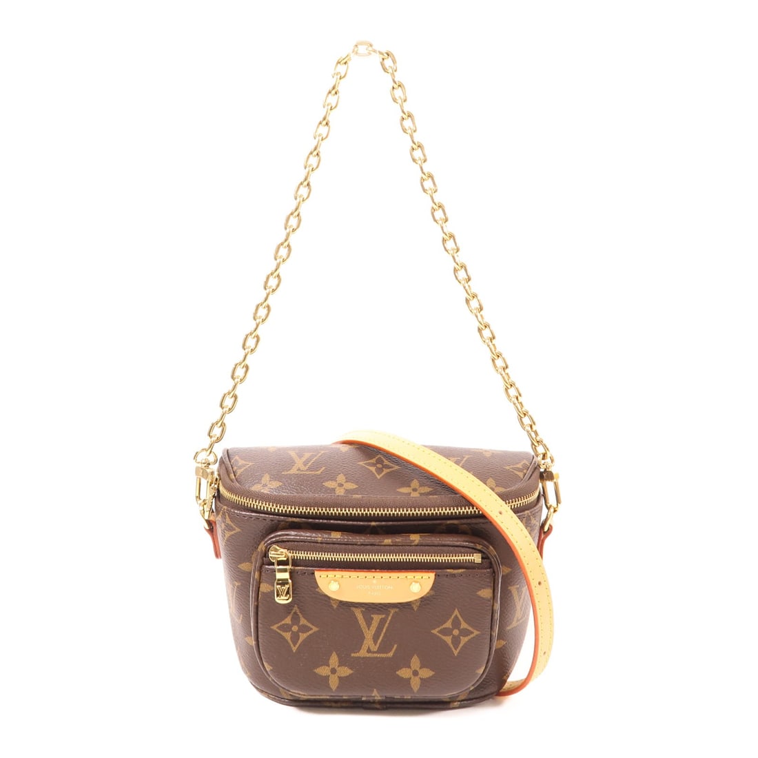 Louis Vuitton Mini Bumbag Shoulder Bag M82335 Brown PVC Canvas GHW: Louis Vuitton Mini Bumbag Shoulder Bag M82335 Brown PVC Canvas GHW This Louis Vuitton Mini Bumbag is a stylish 2-way shoulder bag crafted from durable PVC coated canvas in a rich brown color. Designed