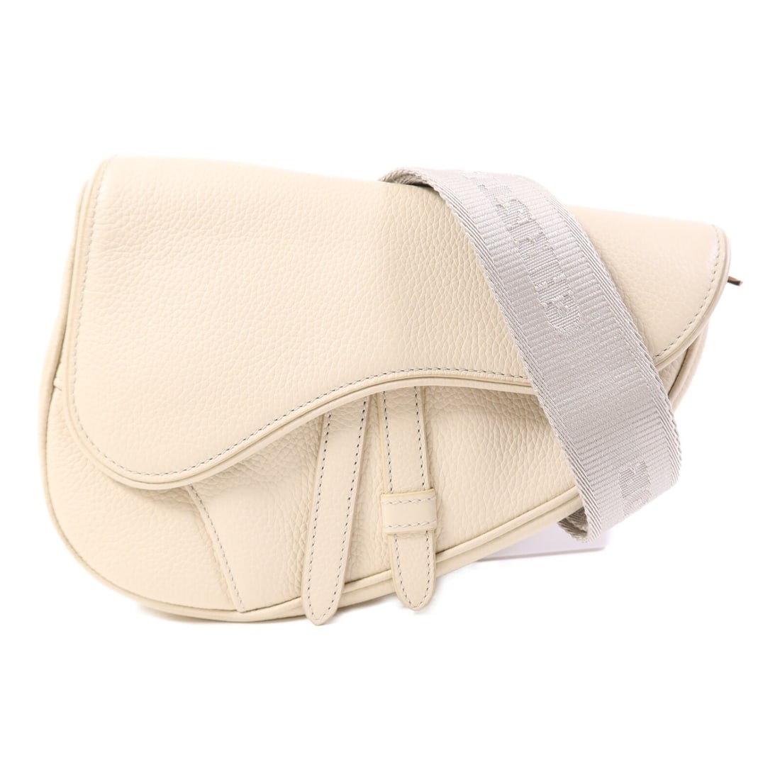 Dior Mini Saddle White Calfskin Leather Shoulder Bag with Silver Hardware: Dior Mini Saddle White Calfskin Leather Shoulder Bag with Silver Hardware This Christian Dior Mini Saddle Shoulder Bag is crafted from white calfskin leather and features silver-tone hardware. It offe