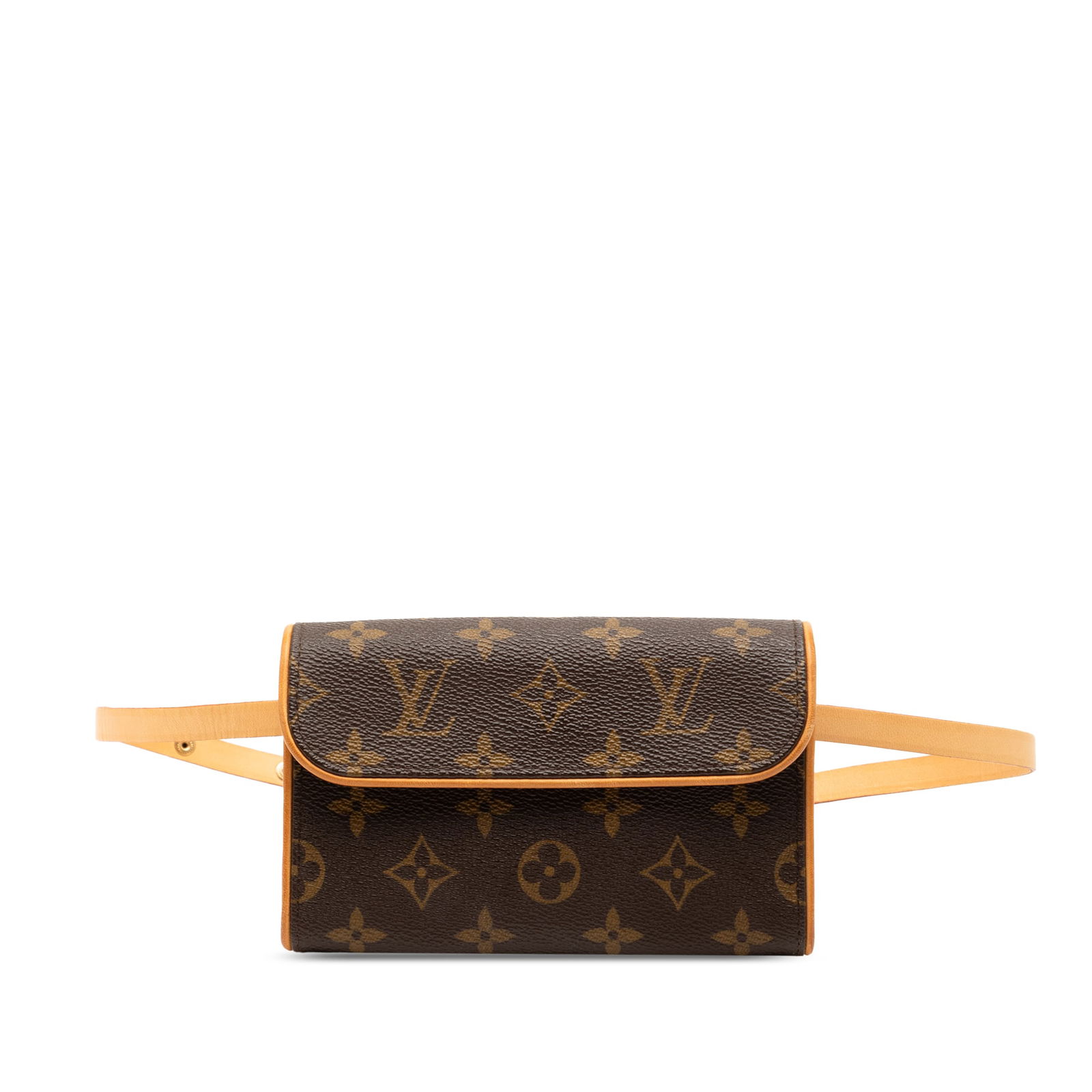 Louis Vuitton Monogram Canvas Pochette Florentine with Vachetta Leather Strap: Louis Vuitton Monogram Canvas Pochette Florentine with Vachetta Leather Strap The Louis Vuitton Monogram Pochette Florentine features the signature monogram canvas with vachetta leather trim, a flat v