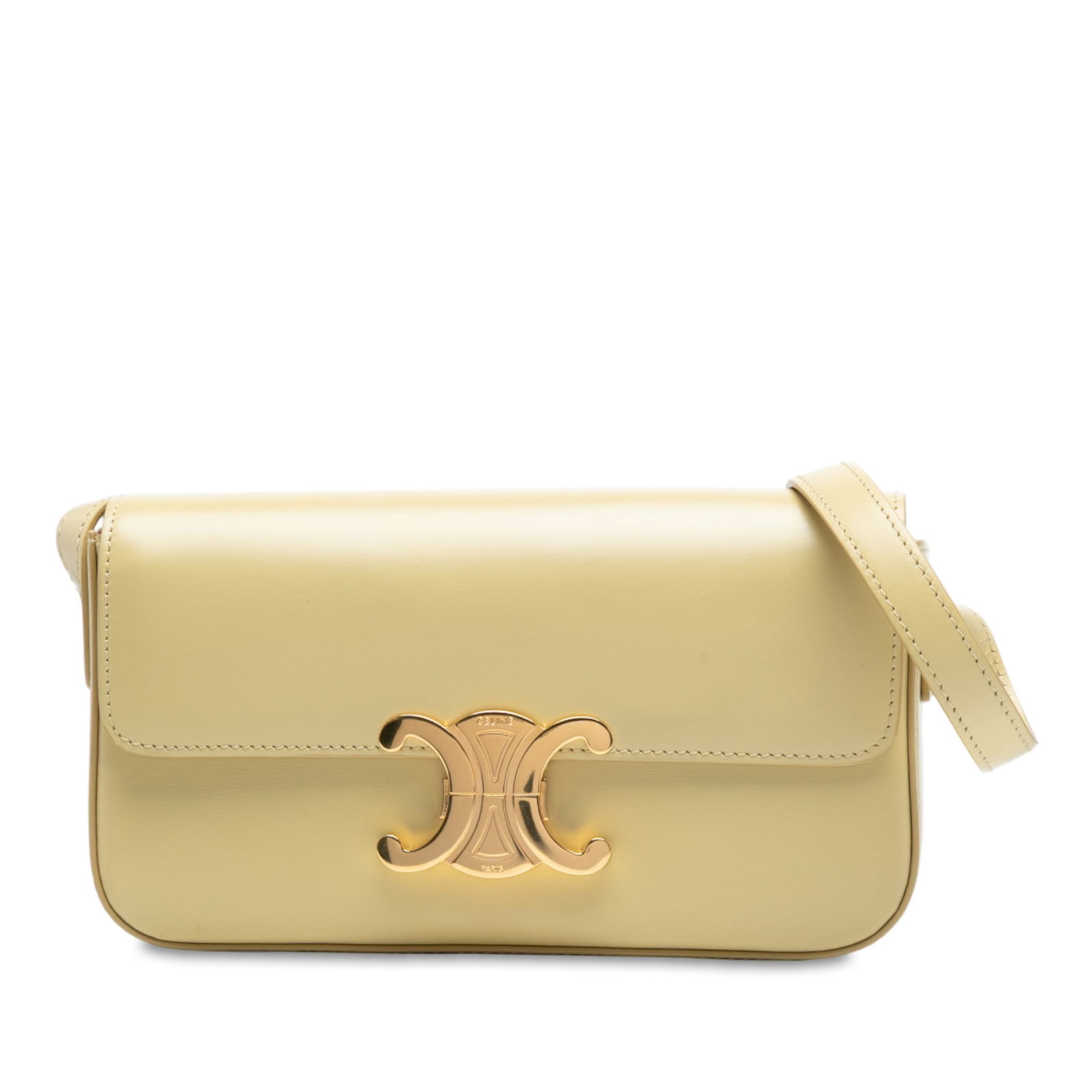Celine Yellow Shiny Calfskin Claude Shoulder Bag Italy: Celine Yellow Shiny Calfskin Claude Shoulder Bag Italy Elevate your style with the Celine Shiny Calfskin Claude Shoulder Bag. This exquisite shoulder bag is crafted from high-quality leather, featurin
