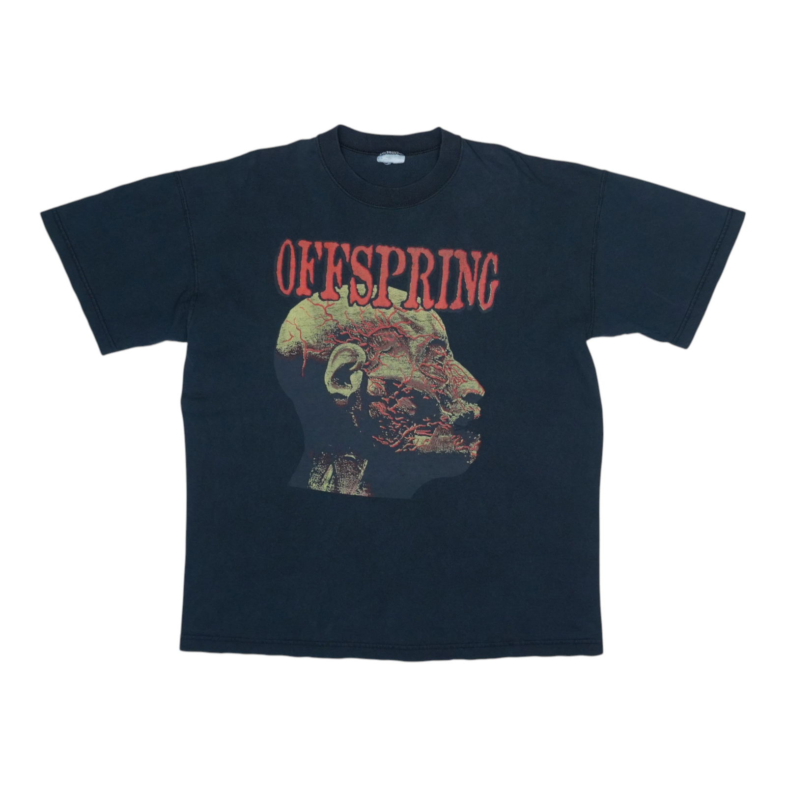 Vintage 1990s The Offspring Black Cotton Graphic Band Shirt Extra Large: Vintage 1990s The Offspring Black Cotton Graphic Band Shirt Extra Large This is an original vintage 1990s Offspring shirt featuring both front and back graphics. The shirt is made of 100% cotton in bl