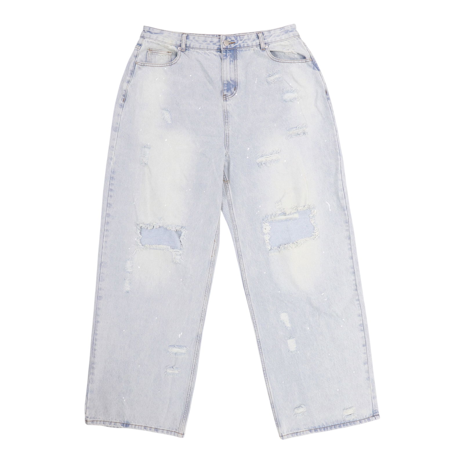 Light Wash Distressed Jeans with Paint Splatter Urban Style XXL (1 of 2)