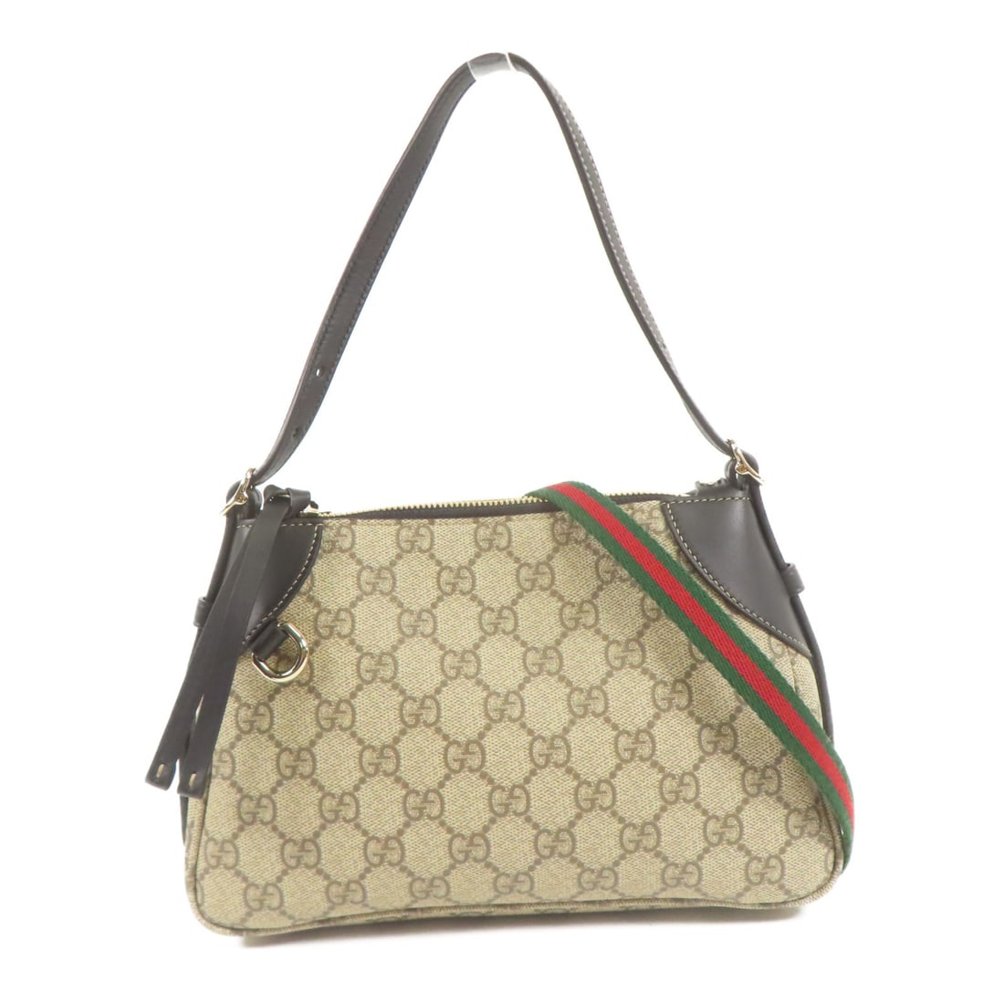 GUCCI GG 2-Way Shoulder Bag Coated Canvas Beige: GUCCI GG 2-Way Shoulder Bag Coated Canvas Beige This chic GUCCI 2way Shoulder Bag is crafted from durable PVC coated canvas in an elegant beige hue. With its versatile design, it can be worn as both a