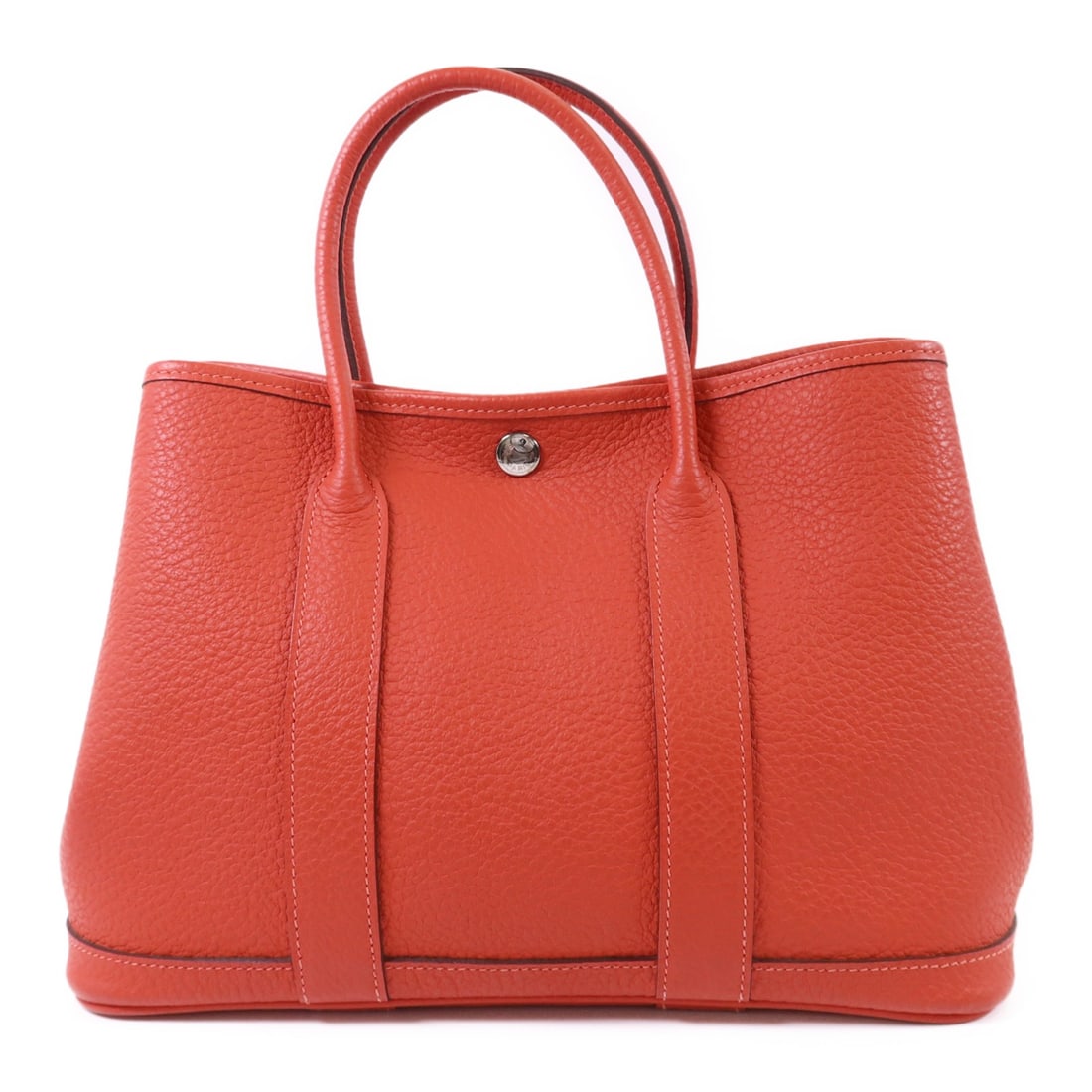 Hermes Garden Party TPM Red Calfskin Tote with Palladium Hardware: Hermes Garden Party TPM Red Calfskin Tote with Palladium Hardware This Hermes Garden Party TPM tote bag is crafted from red calfskin leather and features palladium hardware. Made in France, it offers