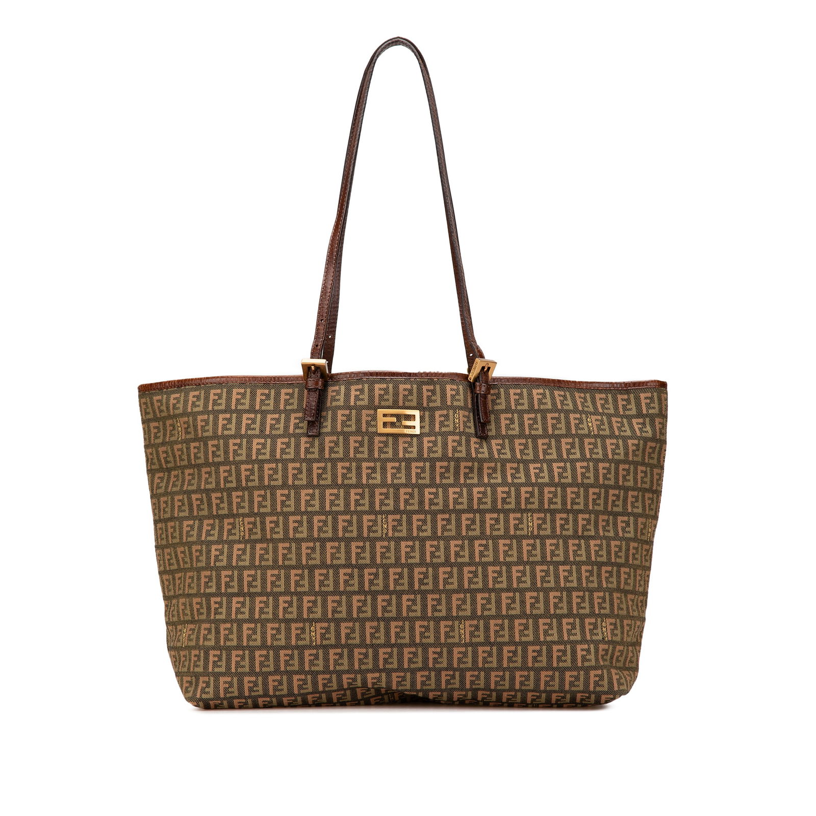 Fendi Large Zucchino Canvas Tote Brown Leather Trim Italy: Fendi Large Zucchino Canvas Tote Brown Leather Trim Italy Introducing the Fendi Large Zucchino Canvas Tote, a stylish and practical accessory that embodies luxury and functionality. This tote is craft