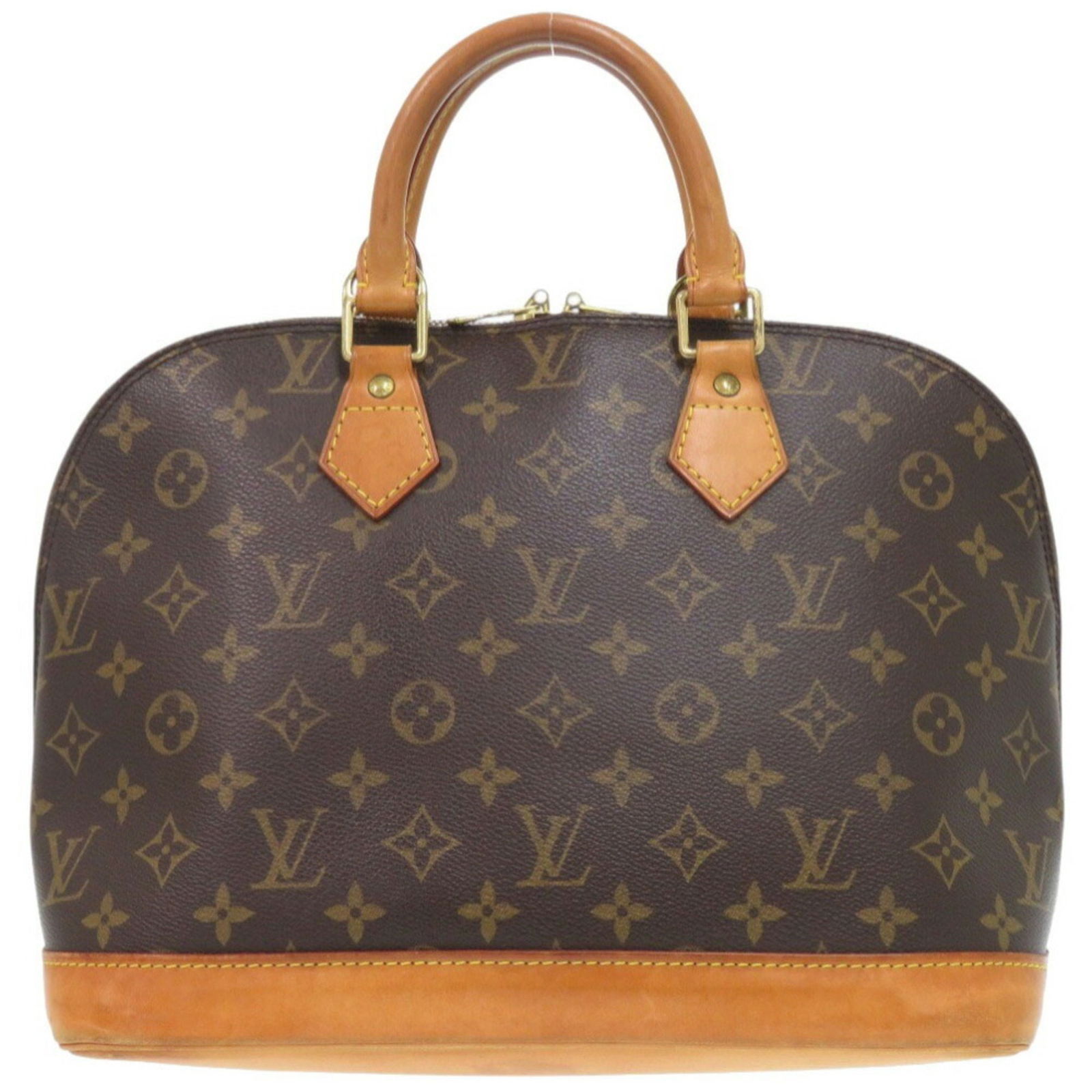 Louis Vuitton Alma Brown Canvas Handbag from France: Louis Vuitton Alma Brown Canvas Handbag from France This Louis Vuitton Alma handbag features the iconic brown canvas material and is designed for women. The bag is crafted in France and offers a spaci