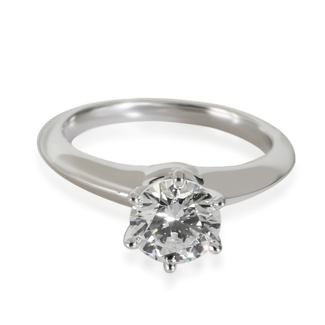 Tiffany & Co. Solitaire Engagement Ring Platinum 1.02 CTW H VS2: Tiffany & Co. Solitaire Engagement Ring Platinum 1.02 CTW H VS2 This exquisite Tiffany & Co. engagement ring features a stunning round brilliant cut diamond with a total weight of 1.02 carats, graded