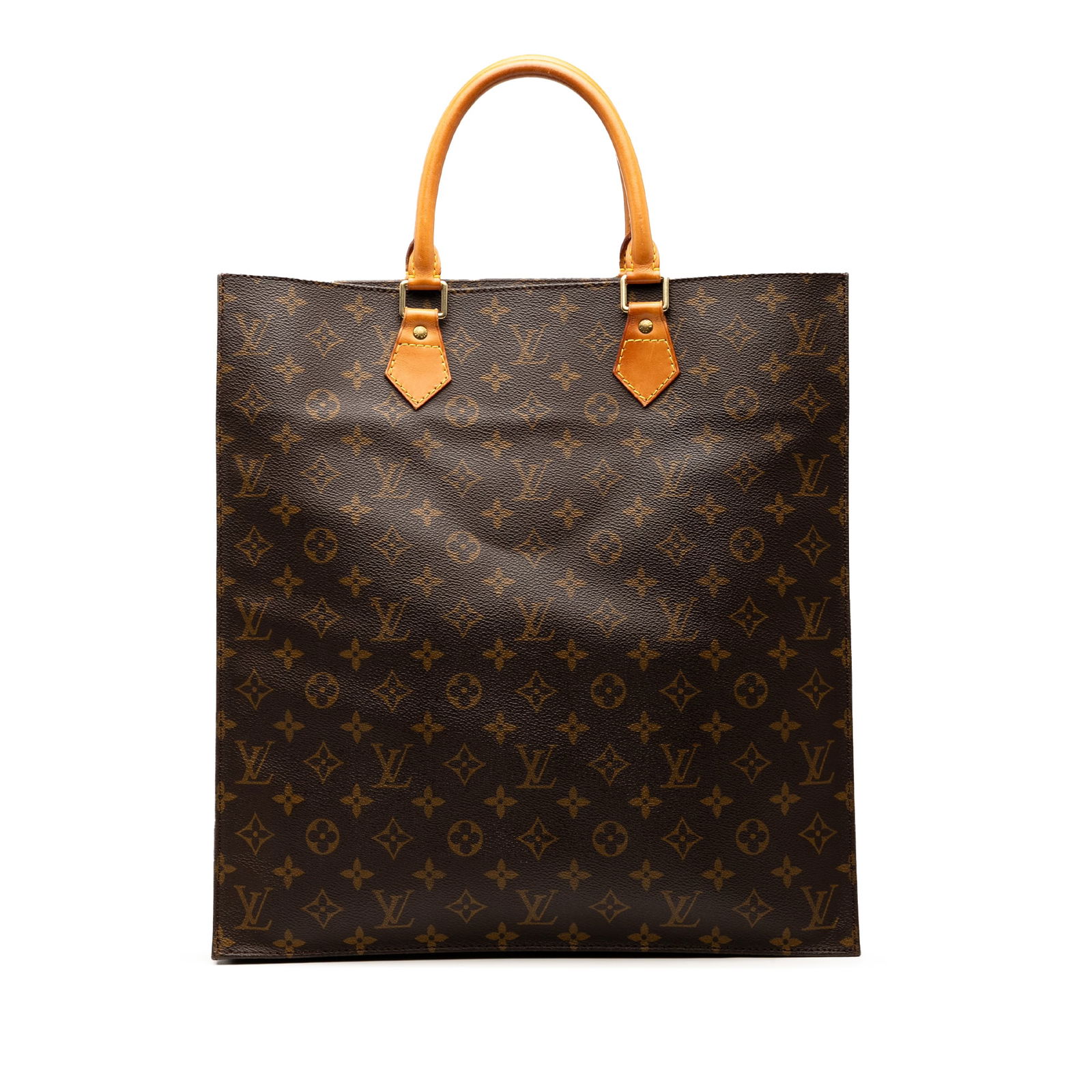 Louis Vuitton Monogram Sac Plat Brown Canvas Bag: Louis Vuitton Monogram Sac Plat Brown Canvas Bag The Louis Vuitton Monogram Sac Plat is a stylish and functional bag crafted from durable monogram canvas. It features rolled vachetta leather handles f