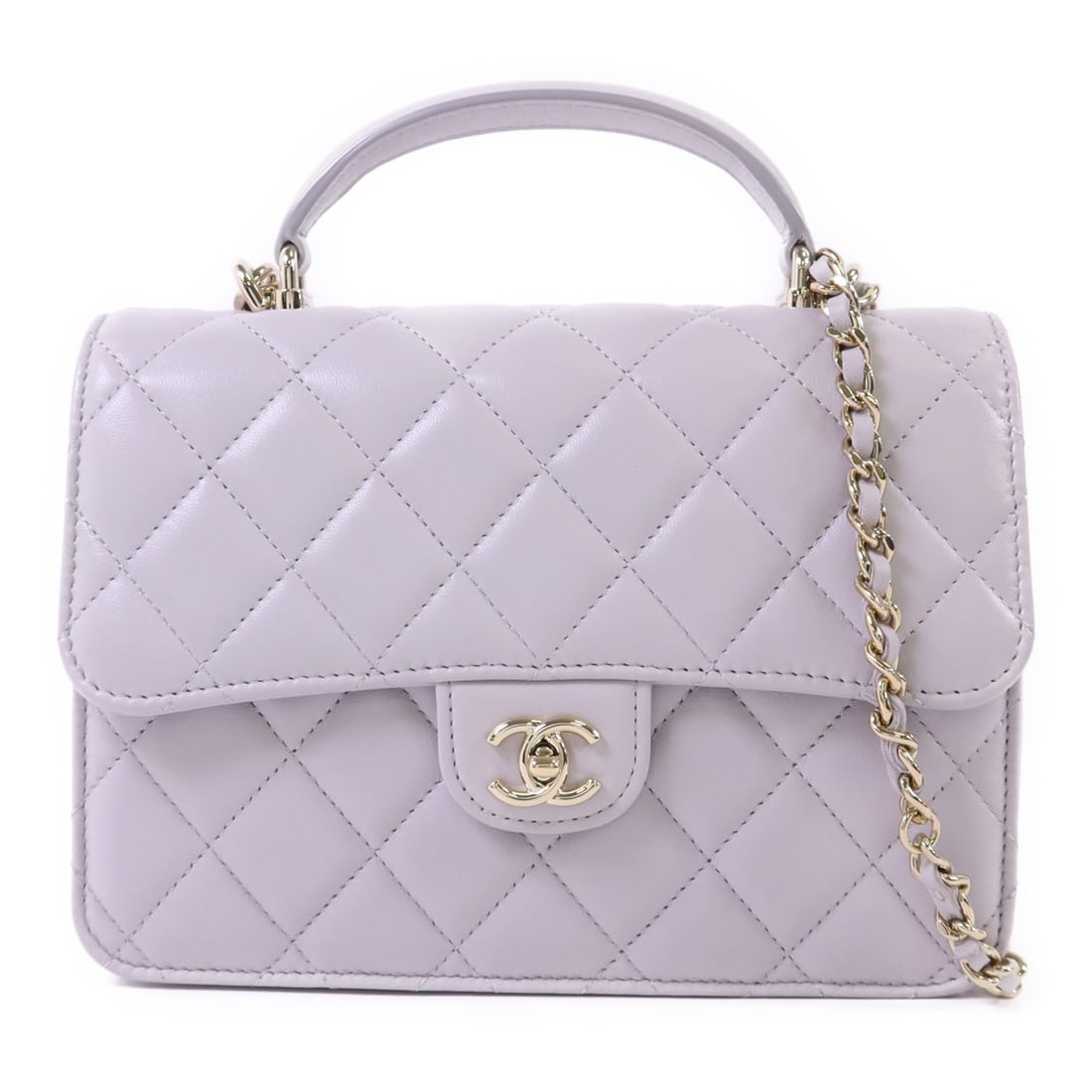 Gray Lambskin CHANEL Mini Flap 2-Way Shoulder Bag with Top Handle GHW (1 of 18)