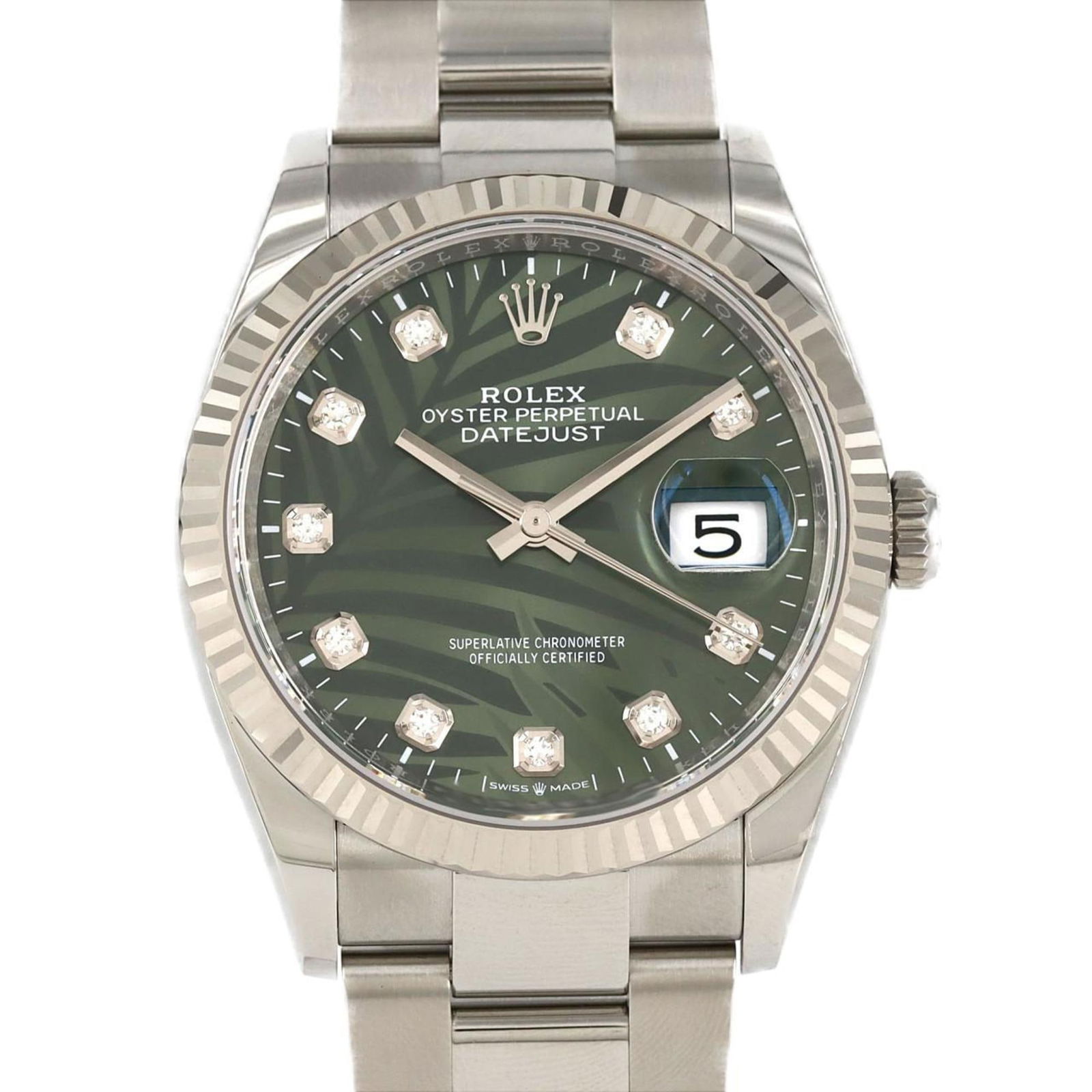 Rolex Datejust Steel Khaki Dial 36mm Swiss Watch: Rolex Datejust Steel Khaki Dial 36mm Swiss Watch This Rolex Datejust 36mm wristwatch features a khaki dial and is crafted from steel. Designed for men, it showcases a classic case diameter of 36mm. Th