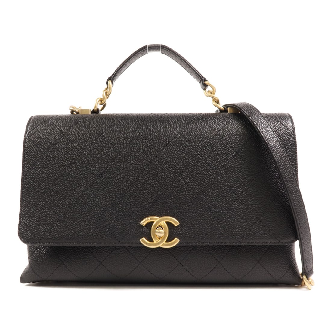 CHANEL Black Calfskin 2 Way Shoulder Bag with GHW: CHANEL Black Calfskin 2 Way Shoulder Bag with GHW This CHANEL 2 Way Shoulder Bag is a sophisticated accessory crafted from luxurious black calfskin leather. Designed for versatility, it features a sle