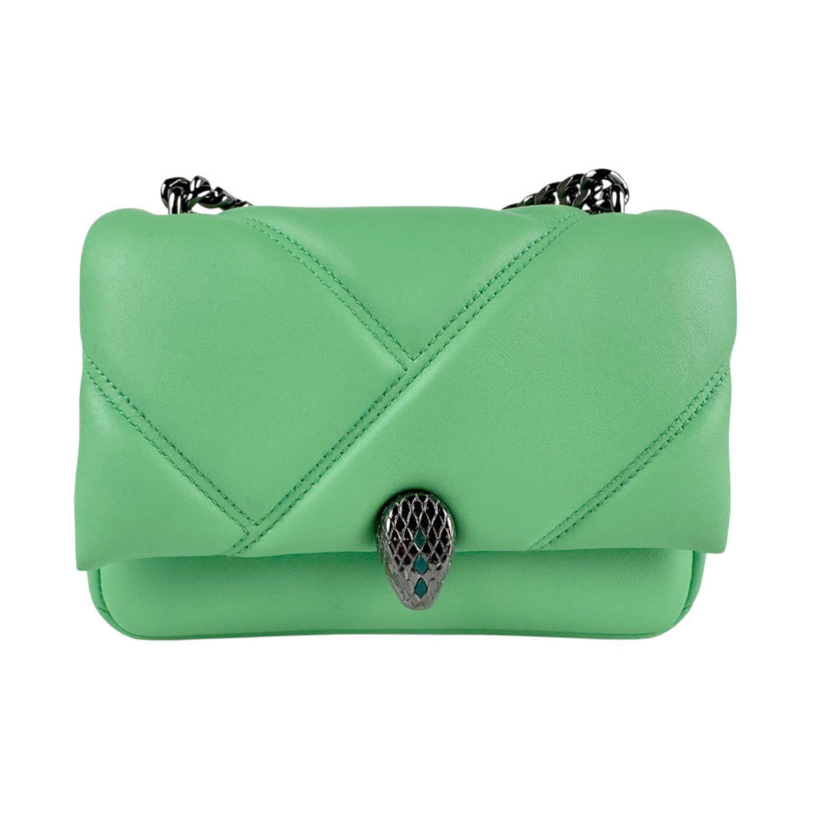 Green Leather Serpenti Handbag by Bulgari Italy 16 x 12 x 6 cm (1 of 1)