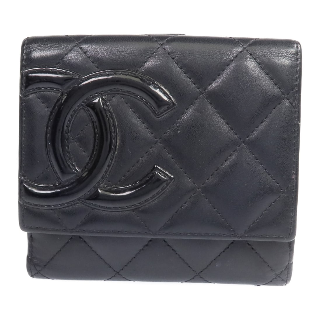 Black Calfskin Cambon Tri-Fold Wallet with Silver CC from Chanel (1 of 18)