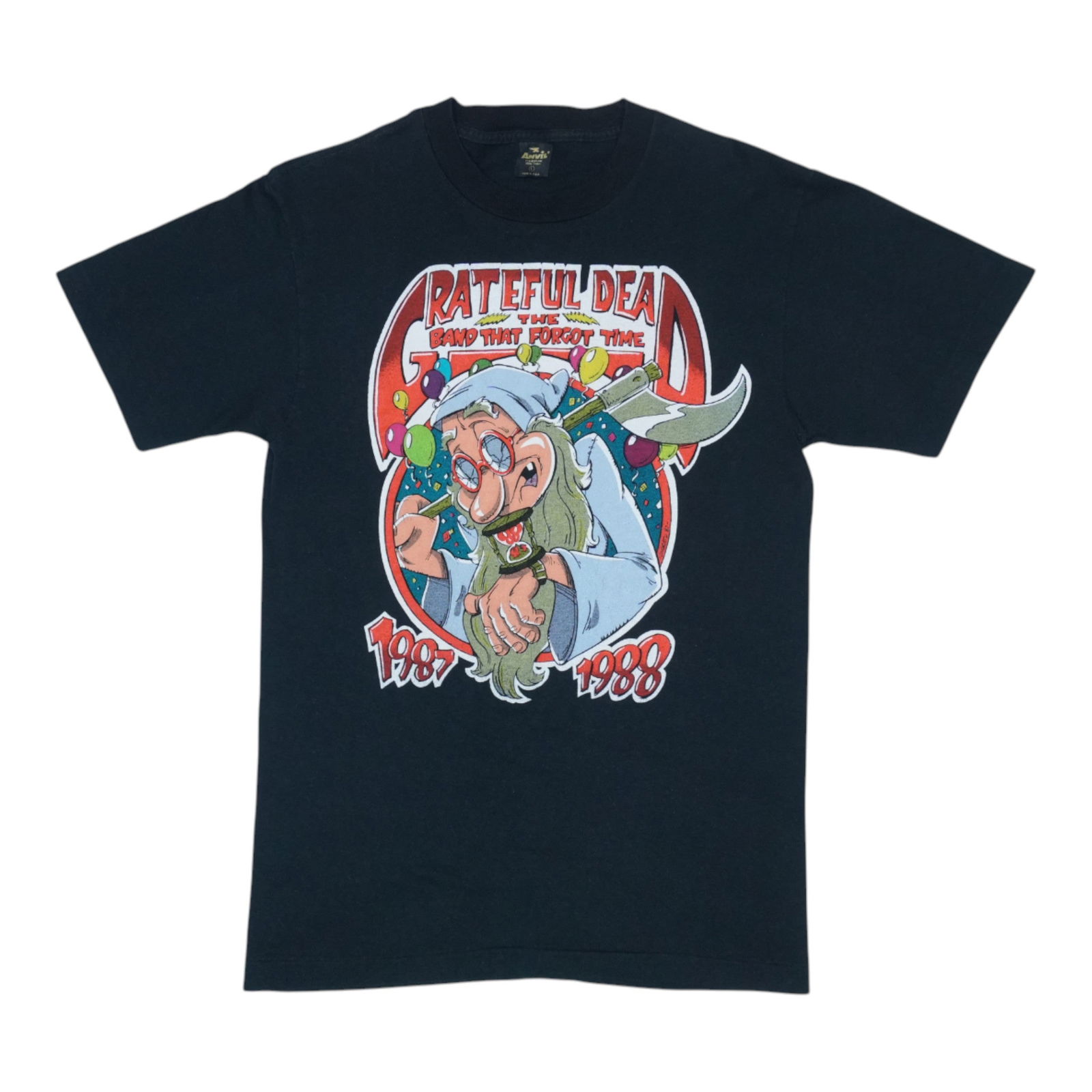 Vintage 1987 Grateful Dead New Year's Eve Black Cotton Concert T-Shirt: Vintage 1987 Grateful Dead New Year's Eve Black Cotton Concert T-Shirt This is an original vintage 1987 Grateful Dead New Year's Eve Concert Shirt, featuring front and back graphics. It is not a moder