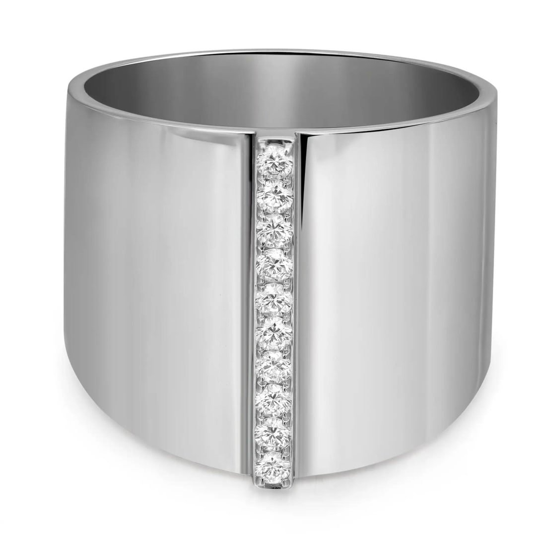 Messika Kate Diamond Wide Band Ring 18K White Gold 0.17ct Anniversary Size 7: Messika Kate Diamond Wide Band Ring 18K White Gold 0.17ct Anniversary Size 7 This stunning Messika Kate diamond wide band ring is crafted from luxurious 18K white gold, featuring a modern and chic des