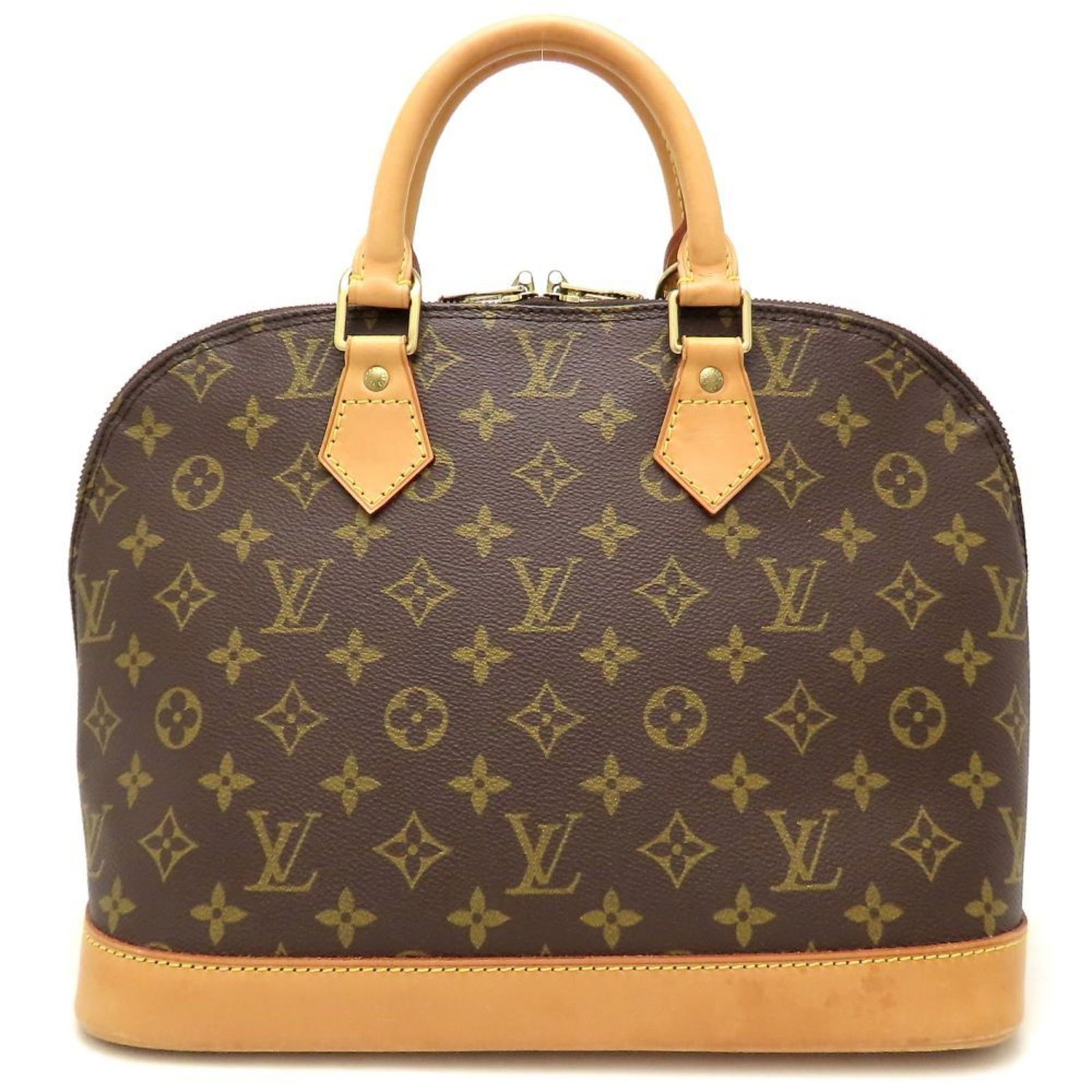 Brown Canvas Alma Bag by Louis Vuitton France: Brown Canvas Alma Bag by Louis Vuitton France The Louis Vuitton Alma is a brown canvas handbag designed for women. Crafted in France, this bag features a structured silhouette with dimensions of 24cm