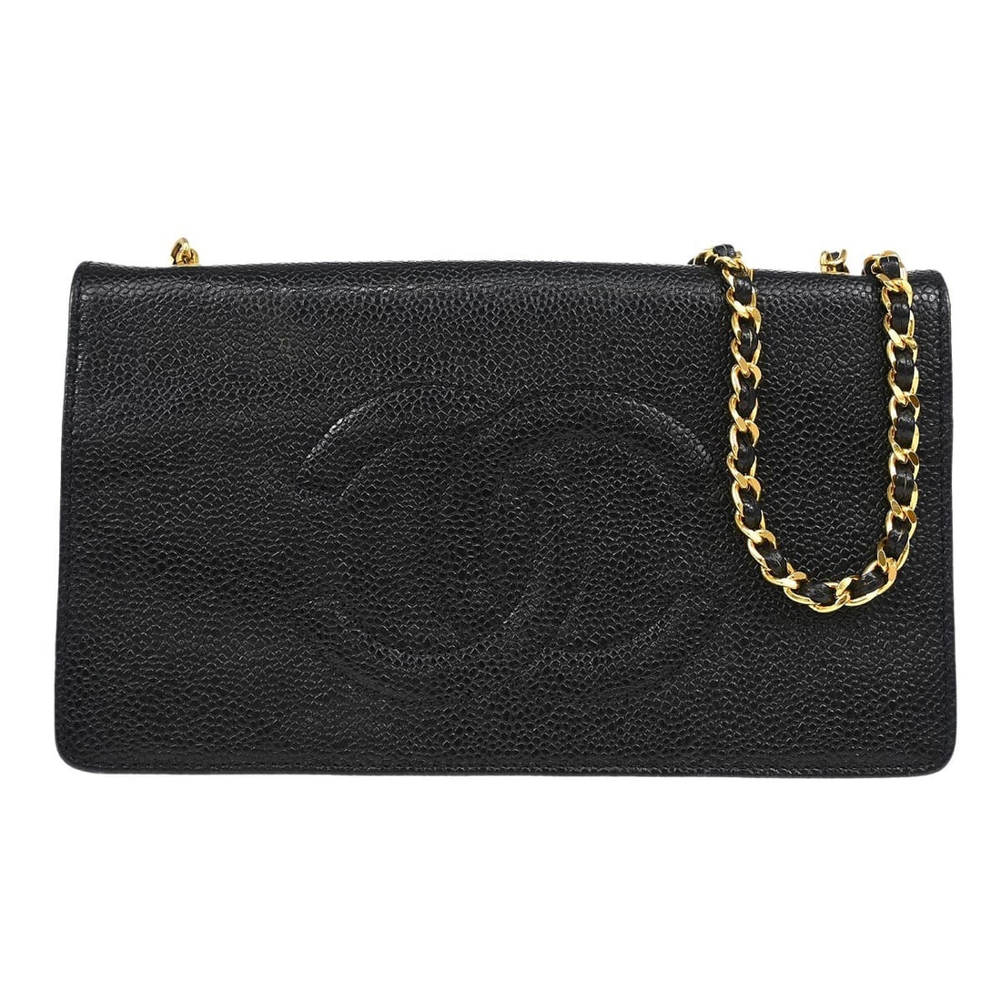 Chanel Black Caviar Leather Timeless WOC Chain Wallet: Chanel Black Caviar Leather Timeless WOC Chain Wallet This Chanel Black Calfskin Timeless WOC (Wallet on Chain) is a stylish and versatile accessory. Crafted from luxurious Caviar Skin Leather, this w