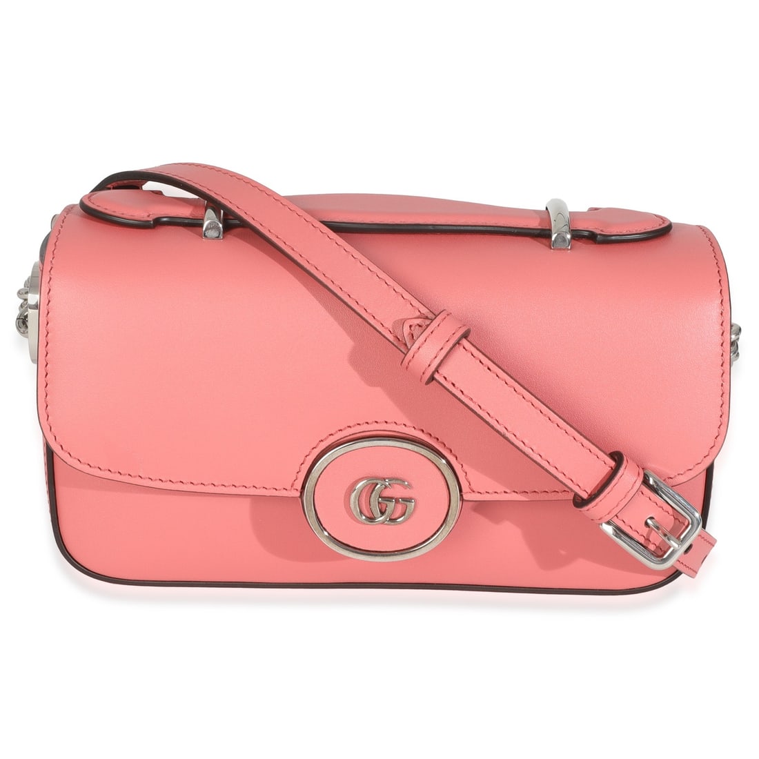 Gucci Pink Calfskin Petite GG Top Handle Shoulder Bag: Gucci Pink Calfskin Petite GG Top Handle Shoulder Bag This exquisite Gucci Pink Senna Calfskin Petite GG Top Handle Shoulder Bag embodies elegance and style. Crafted in Italy from premium leather, it
