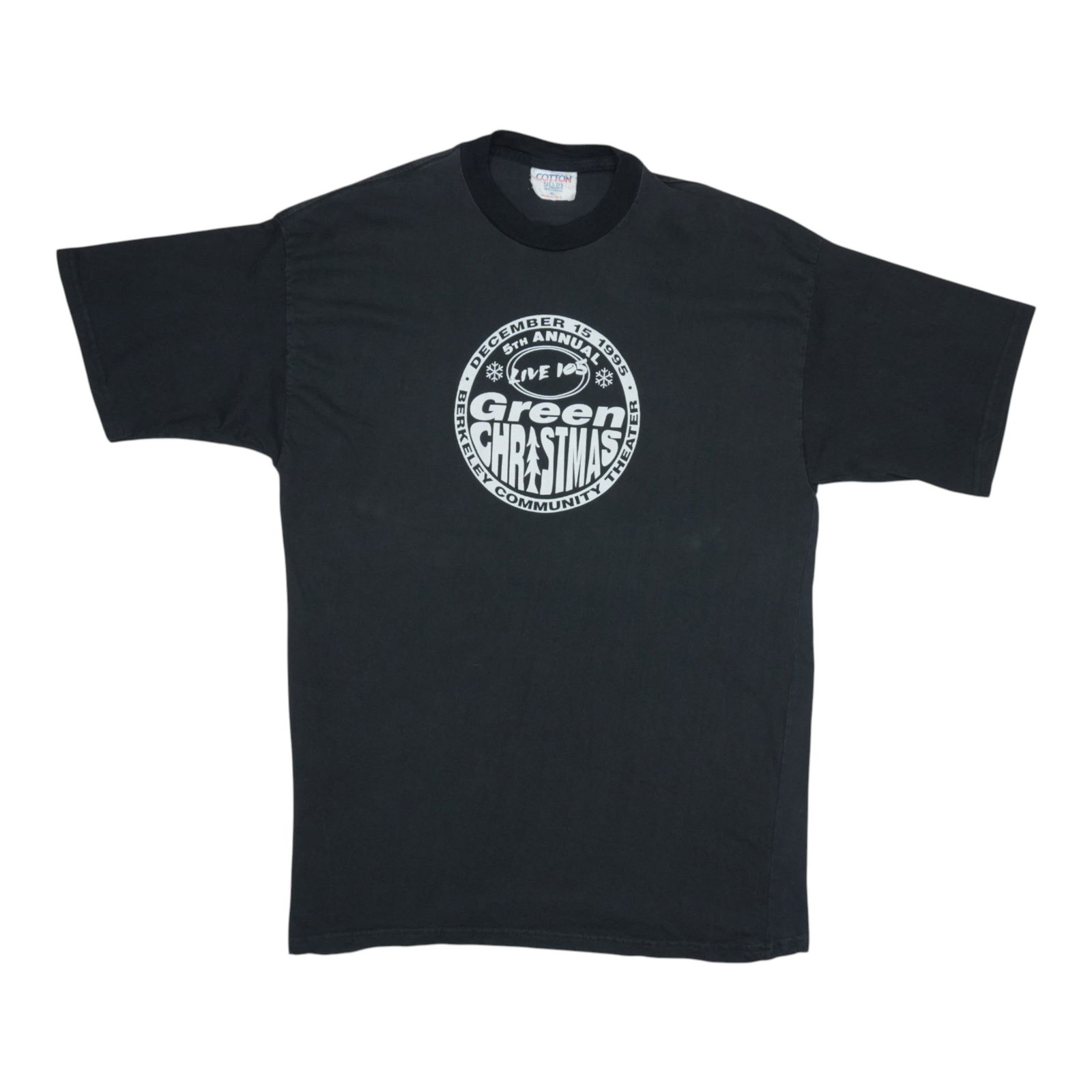 Vintage 1995 Live 105 Green Christmas Concert Black Cotton T-Shirt XL: Vintage 1995 Live 105 Green Christmas Concert Black Cotton T-Shirt XL This is an original vintage 1995 Green Christmas Live 105 Concert shirt, featuring front and back graphics. The shirt is made from