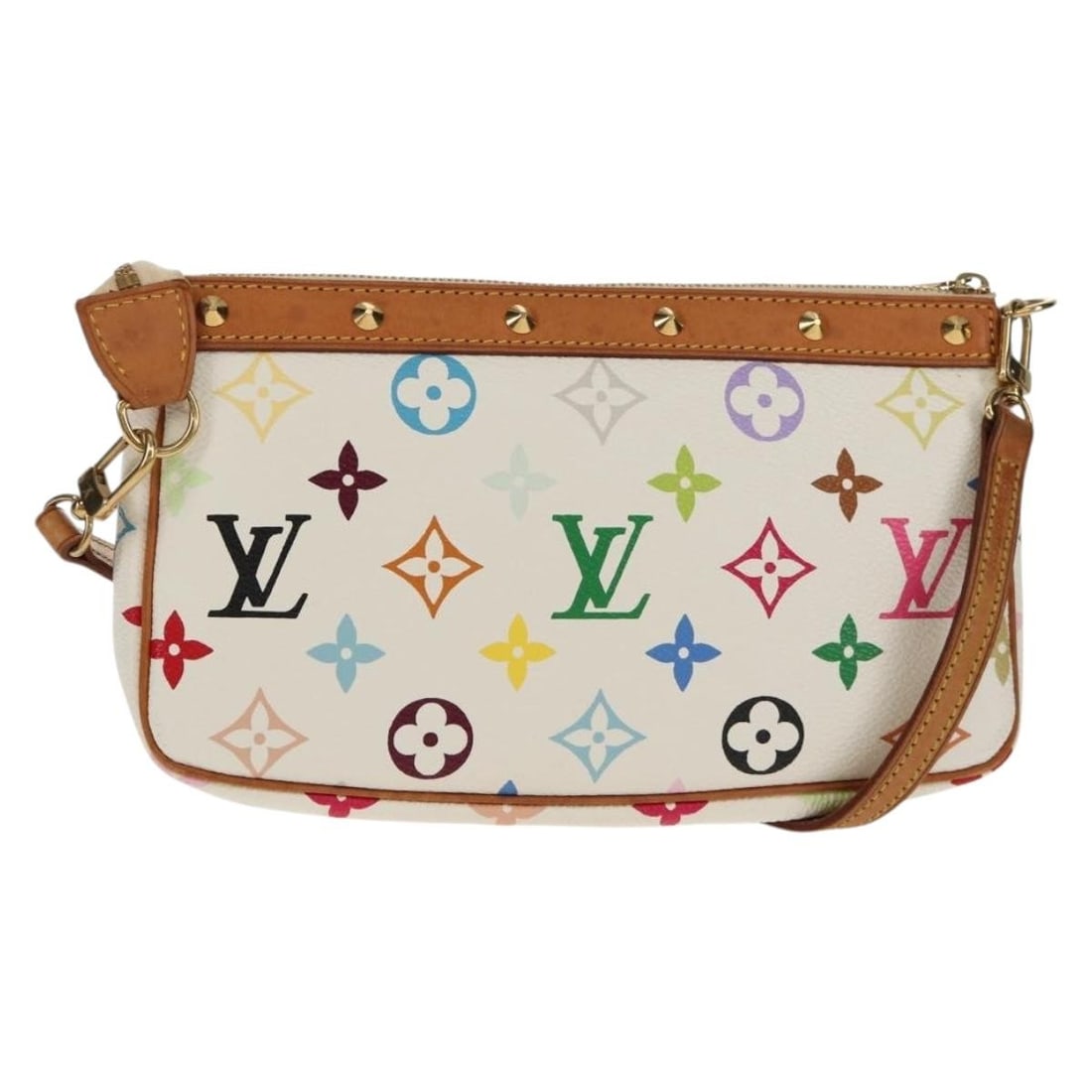 LOUIS VUITTON Multicolor Pochette Accessoires Pouch M92649 White Canvas: LOUIS VUITTON Multicolor Pochette Accessoires Pouch M92649 White Canvas This Louis Vuitton Multicolor Pochette Accessoires Pouch in white features a stylish design crafted from Monogram Multicolor Can
