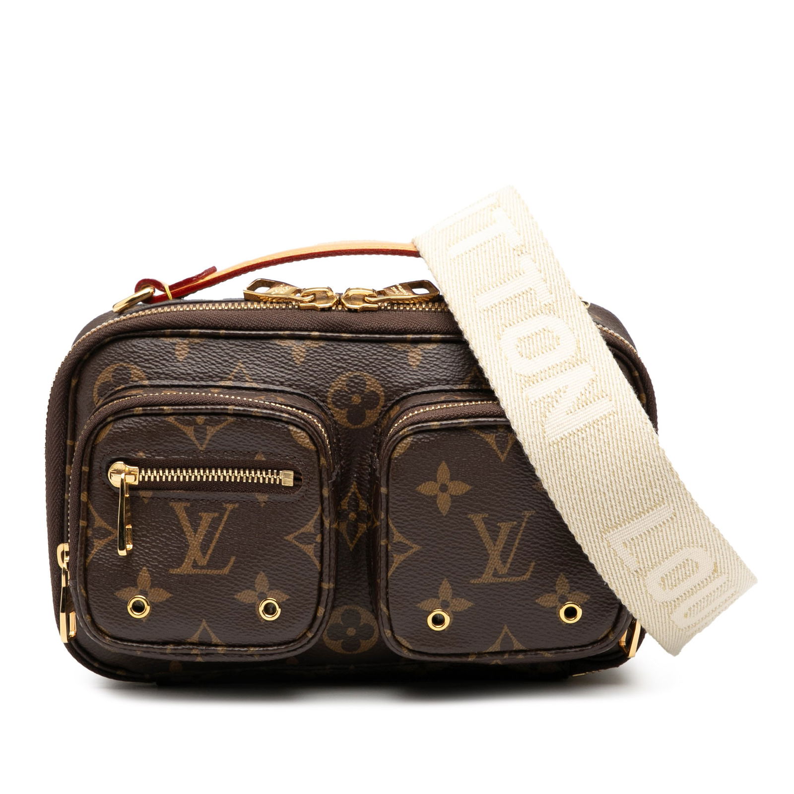 Louis Vuitton Monogram Canvas Utility Satchel with Leather Handle and Strap: Louis Vuitton Monogram Canvas Utility Satchel with Leather Handle and Strap This Louis Vuitton Monogram Utility Satchel features a monogram canvas body, a flat vachetta leather top handle, and a detac