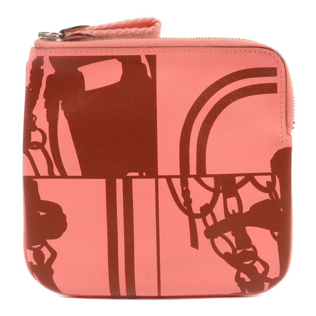 HERMES Carrie Coin Purse Swift Leather Pink PHW: HERMES Carrie Coin Purse Swift Leather Pink PHW This stylish coin purse from HERMES is crafted from luxurious calfskin leather in a vibrant pink hue. Designed for both functionality and elegance, it f