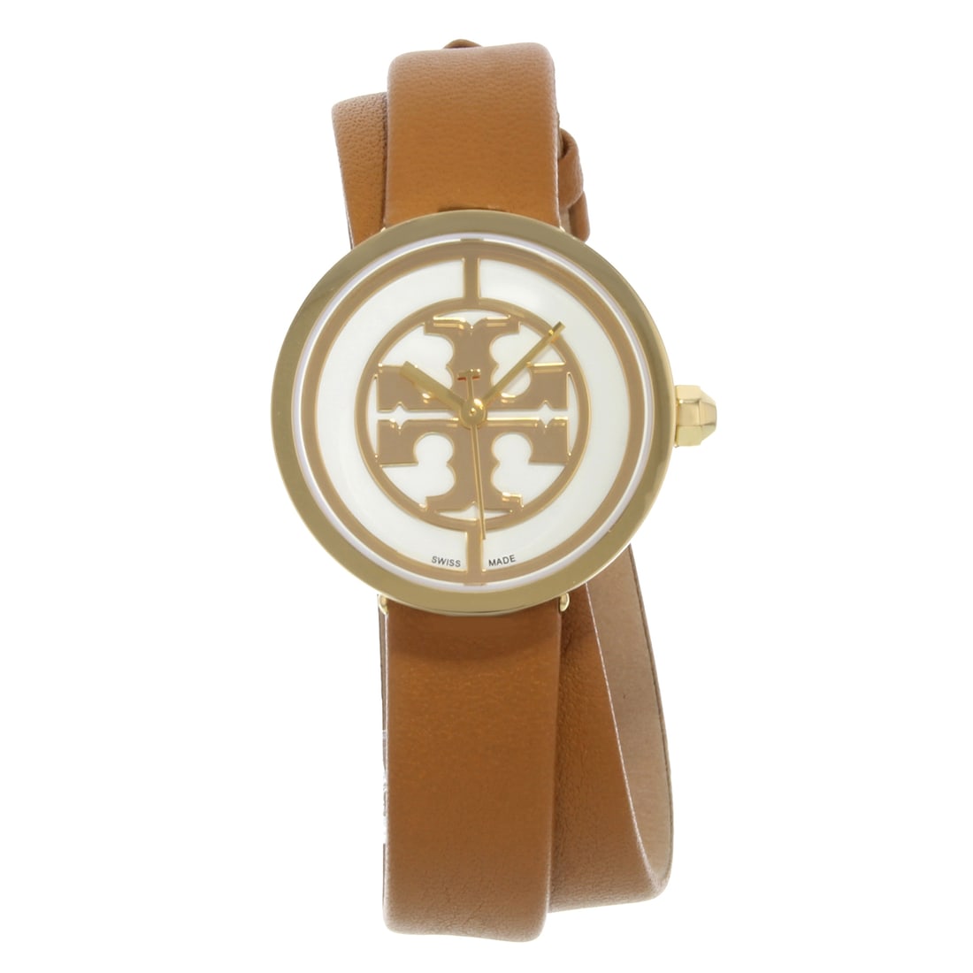 Tory Burch Reva TB4018 Leather Gold Ion Plated Steel Watch: Tory Burch Reva TB4018 Leather Gold Ion Plated Steel Watch Introducing the Tory Burch Reva Wrap Around Leather Gold Ion Plated Steel Ladies Watch TB4018, a perfect blend of elegance and functionality.