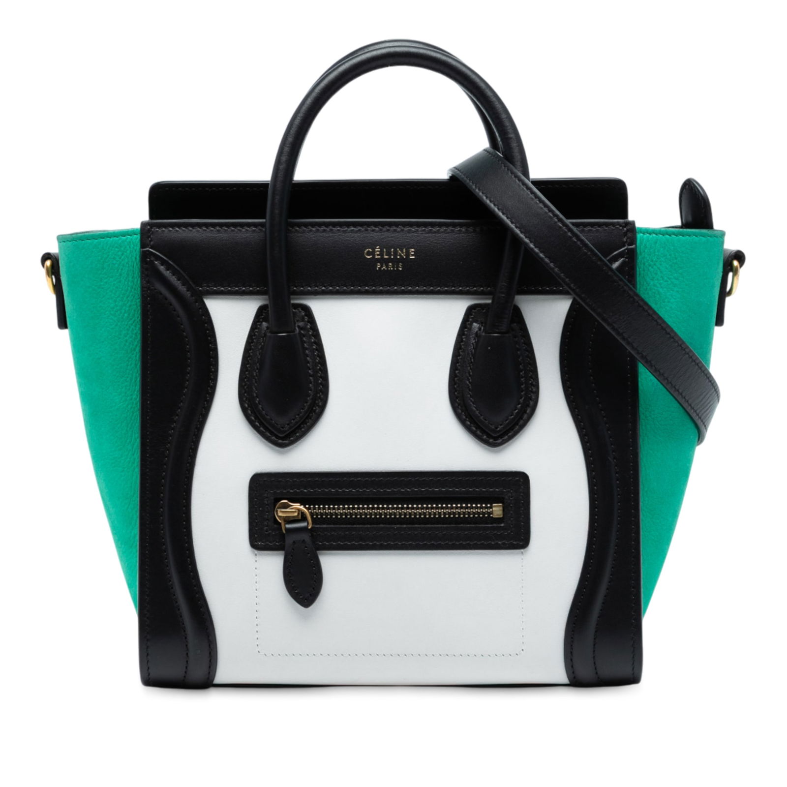 Celine Nano Tricolor Leather Tote Bag Italy: Celine Nano Tricolor Leather Tote Bag Italy This Celine Nano Tricolor Leather Luggage Tote showcases a stylish tricolor leather construction, featuring rolled leather handles and a detachable flat lea