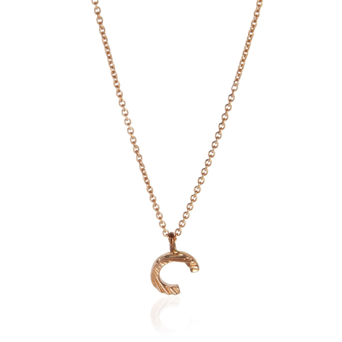 14K Rose Gold Pendant Mini Initial C Design 18 Inch: 14K Rose Gold Pendant Mini Initial C Design 18 Inch This pre-owned women's pendant features a mini initial 'C' design crafted in 14K rose gold with a pink hue. The pendant comes with an 18-inch neckla