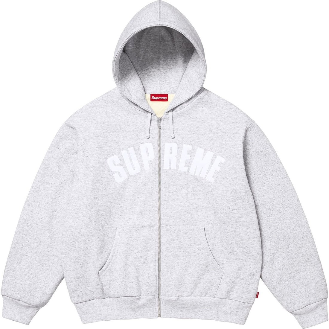 Ash Grey Supreme Zip Hoodie with Arc Logo and Thermal Lining (1 of 2)
