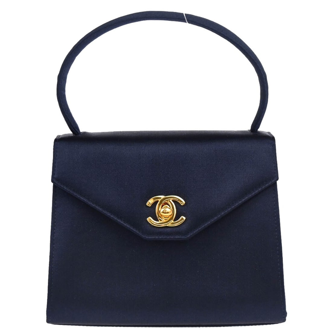 Chanel Classic Flap Navy Satin Mini Top Handle Handbag: Chanel Classic Flap Navy Satin Mini Top Handle Handbag This elegant Chanel Navy Satin Handbag is a stunning addition to any collection. Crafted from luxurious satin, this mini top handle bag features