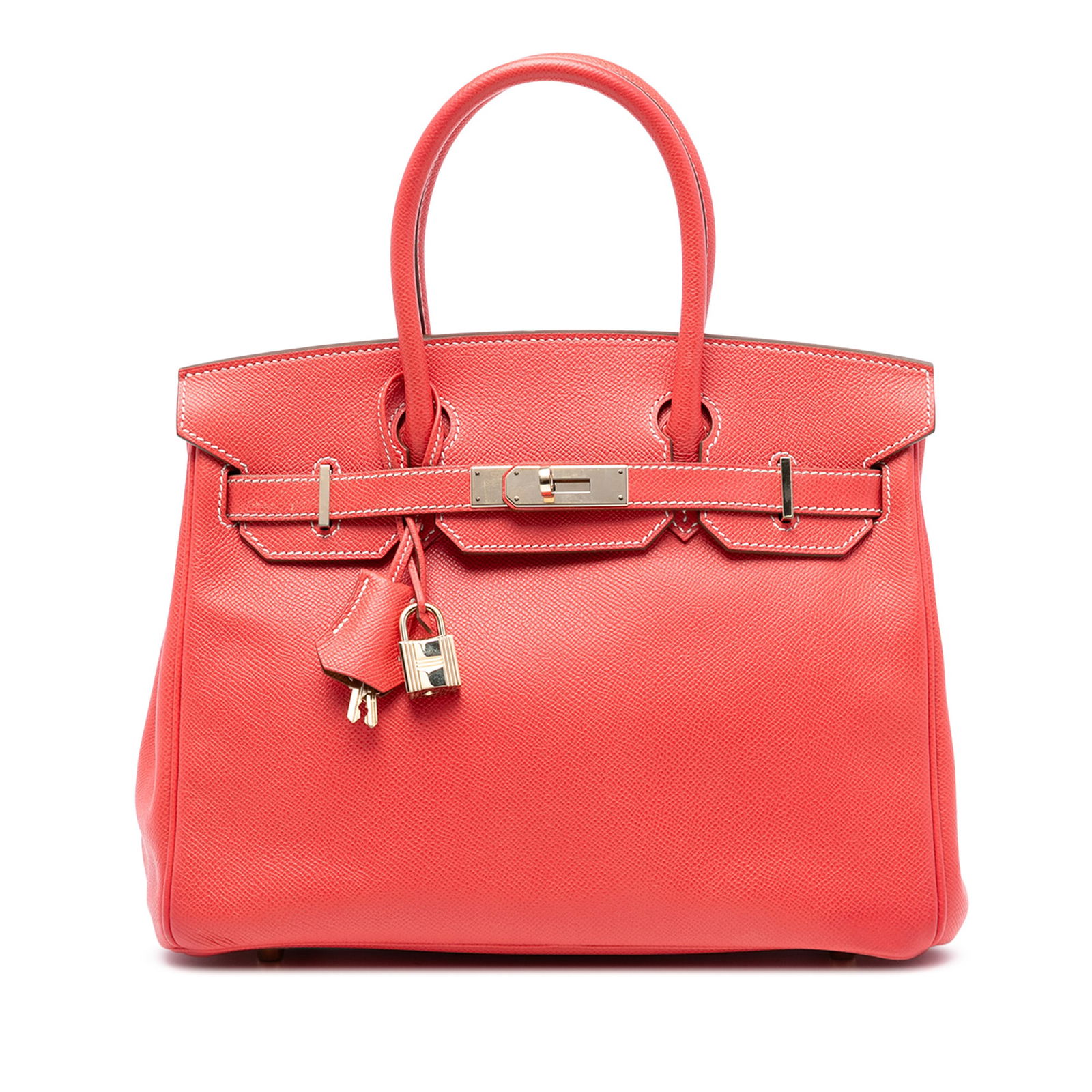 Rose Jaipur Epsom Leather Birkin 30 Candy Verso Bag by Hermes: Rose Jaipur Epsom Leather Birkin 30 Candy Verso Bag by Hermes This Hermes Birkin 30 handbag features an Epsom leather exterior in Rose Jaipur color with a goatskin interior in Gold color. It is design
