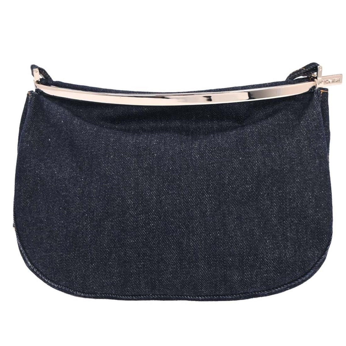 Fendi Navy Denim Shoulder Bag 2119 26736 008 Adjustable Strap: Fendi Navy Denim Shoulder Bag 2119 26736 008 Adjustable Strap This Fendi Navy Denim Shoulder Bag is a stylish accessory perfect for casual outings. It features a medium-sized design with a bag width o