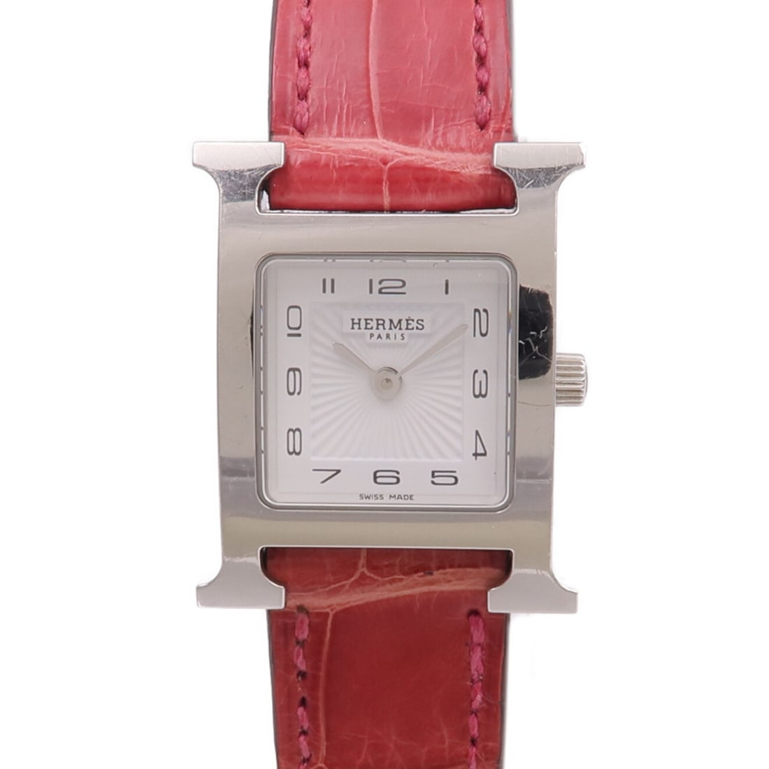 Hermes HH1.210 Stainless Steel Quartz Wristwatch White Dial: Hermes HH1.210 Stainless Steel Quartz Wristwatch White Dial This Hermes H Watch HH1.210 is a quartz wristwatch crafted from stainless steel, featuring a white dial and a matching stainless steel band.