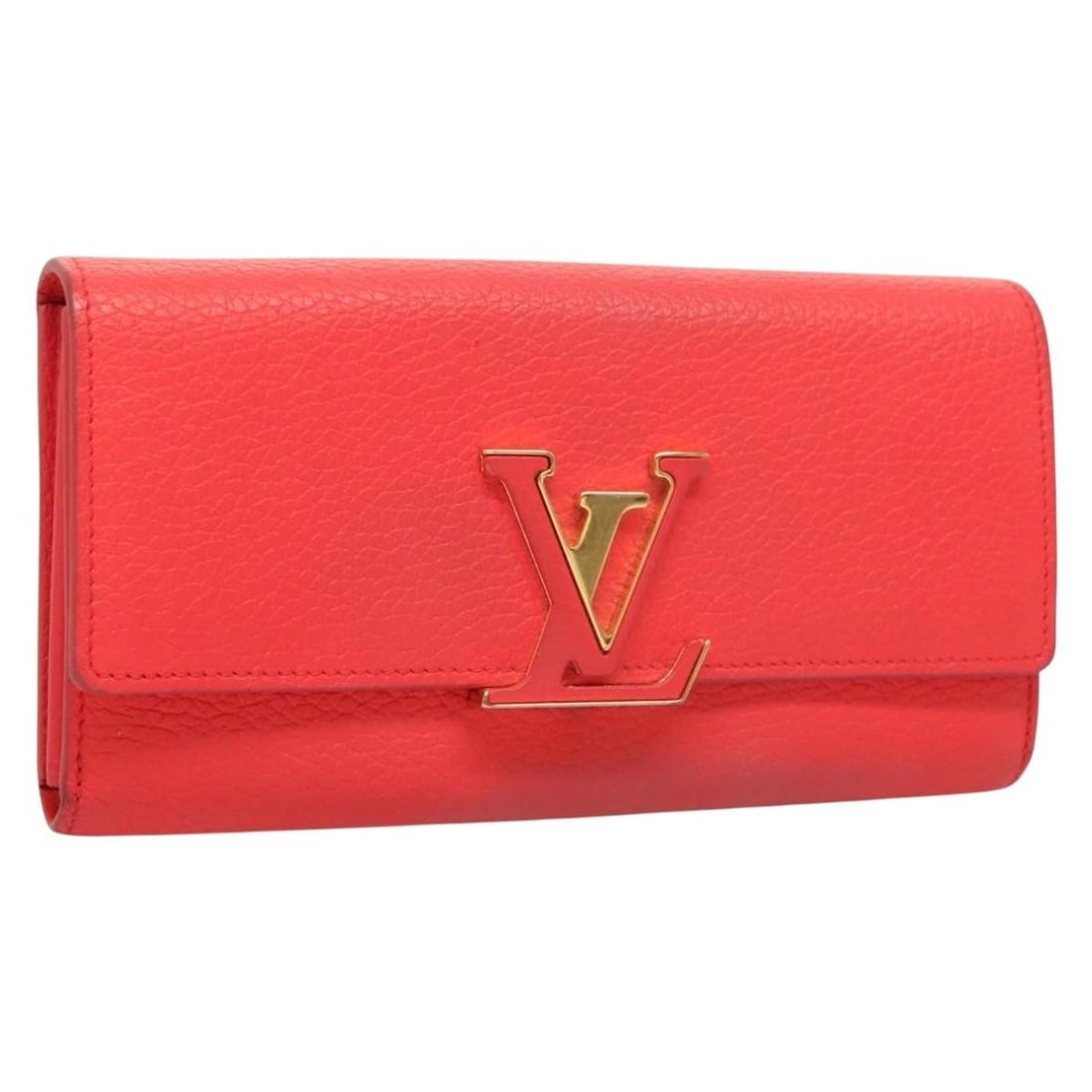 LOUIS VUITTON Portefeuille Capsine Red Leather Long Wallet M69068 Auth: LOUIS VUITTON Portefeuille Capsine Red Leather Long Wallet M69068 Auth This elegant Louis Vuitton Portefeuille Capsine Wallet is crafted from luxurious Taurillon leather in a striking red color. Desig