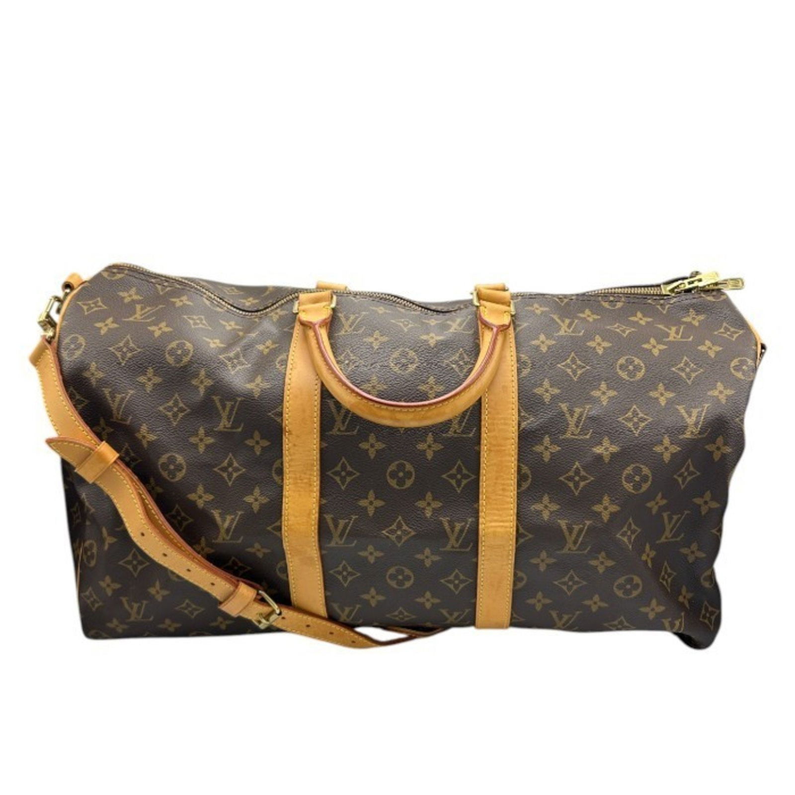 Louis Vuitton Keepall Bandouliere 50 Brown Canvas Travel Bag: Louis Vuitton Keepall Bandouliere 50 Brown Canvas Travel Bag The Louis Vuitton Keepall Bandouliere 50 is a classic travel bag crafted from brown canvas. Made in France, this unisex bag features a spac