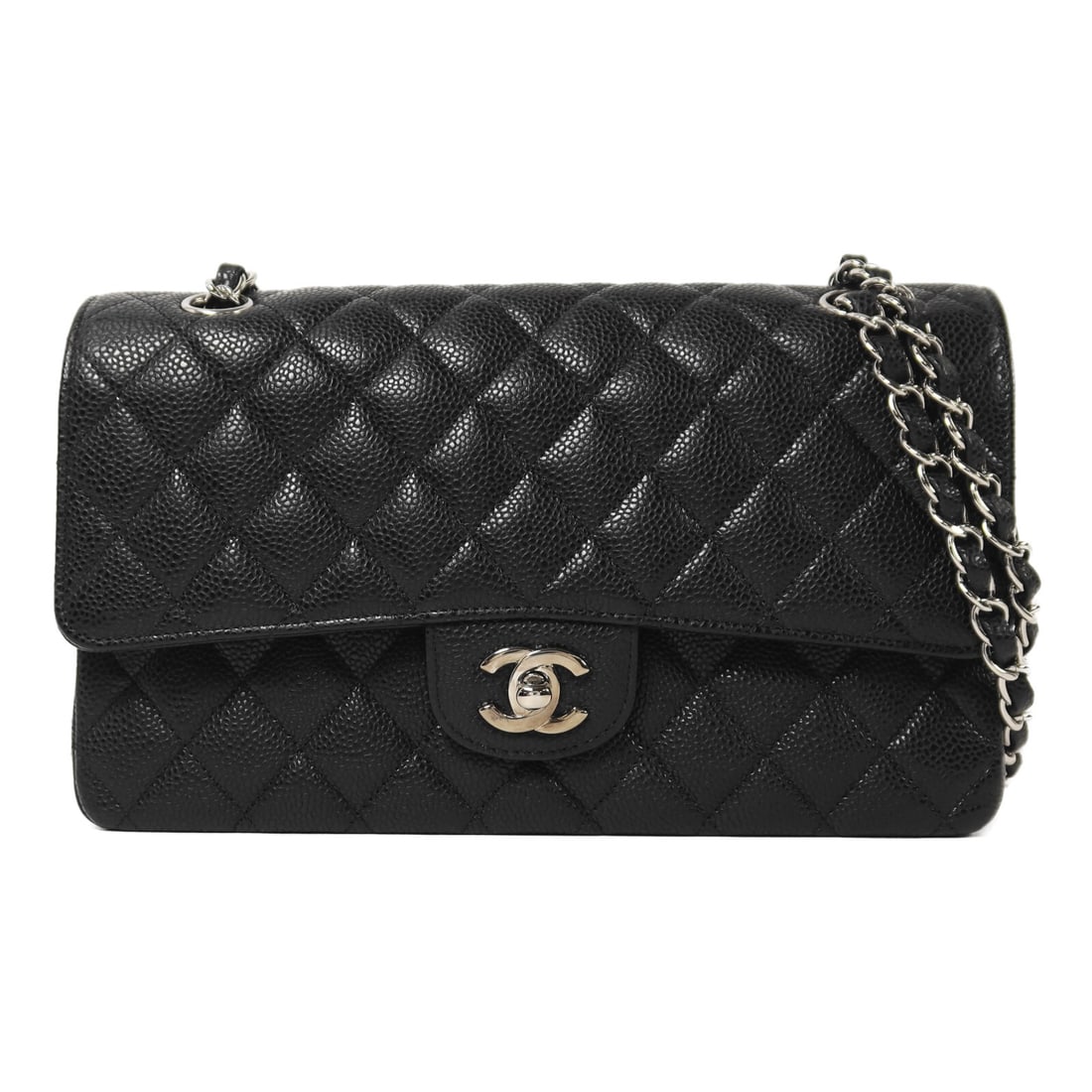 Black Calfskin CHANEL Classic 25 Shoulder Bag with Silver Chain A01112 (1 of 15)