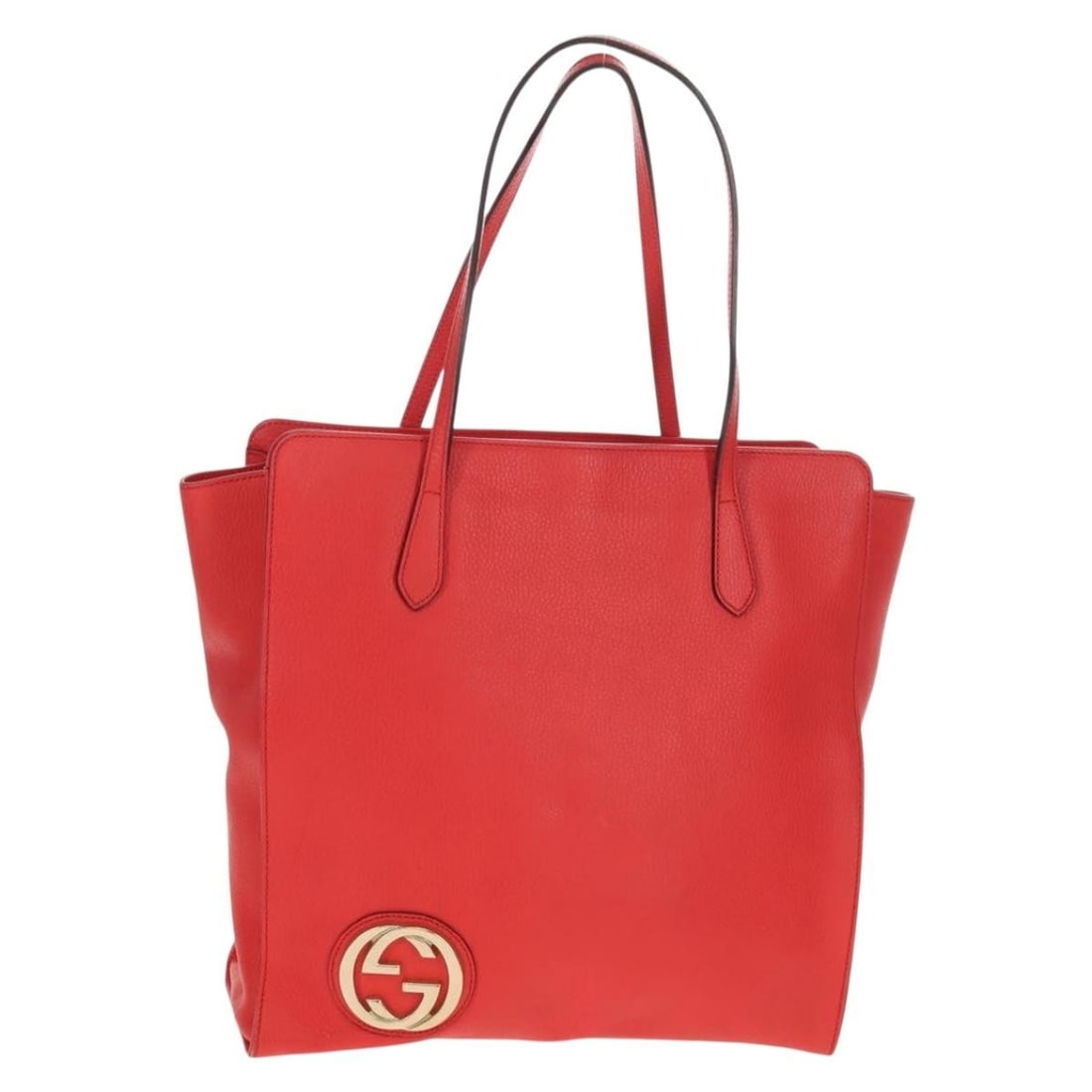 GUCCI Interlocking Tote Bag Leather Red Gold 353581 Auth: GUCCI Interlocking Tote Bag Leather Red Gold 353581 Auth This GUCCI Interlocking Tote Bag combines luxury and functionality, featuring a striking red and gold color scheme. Crafted from high-quality l